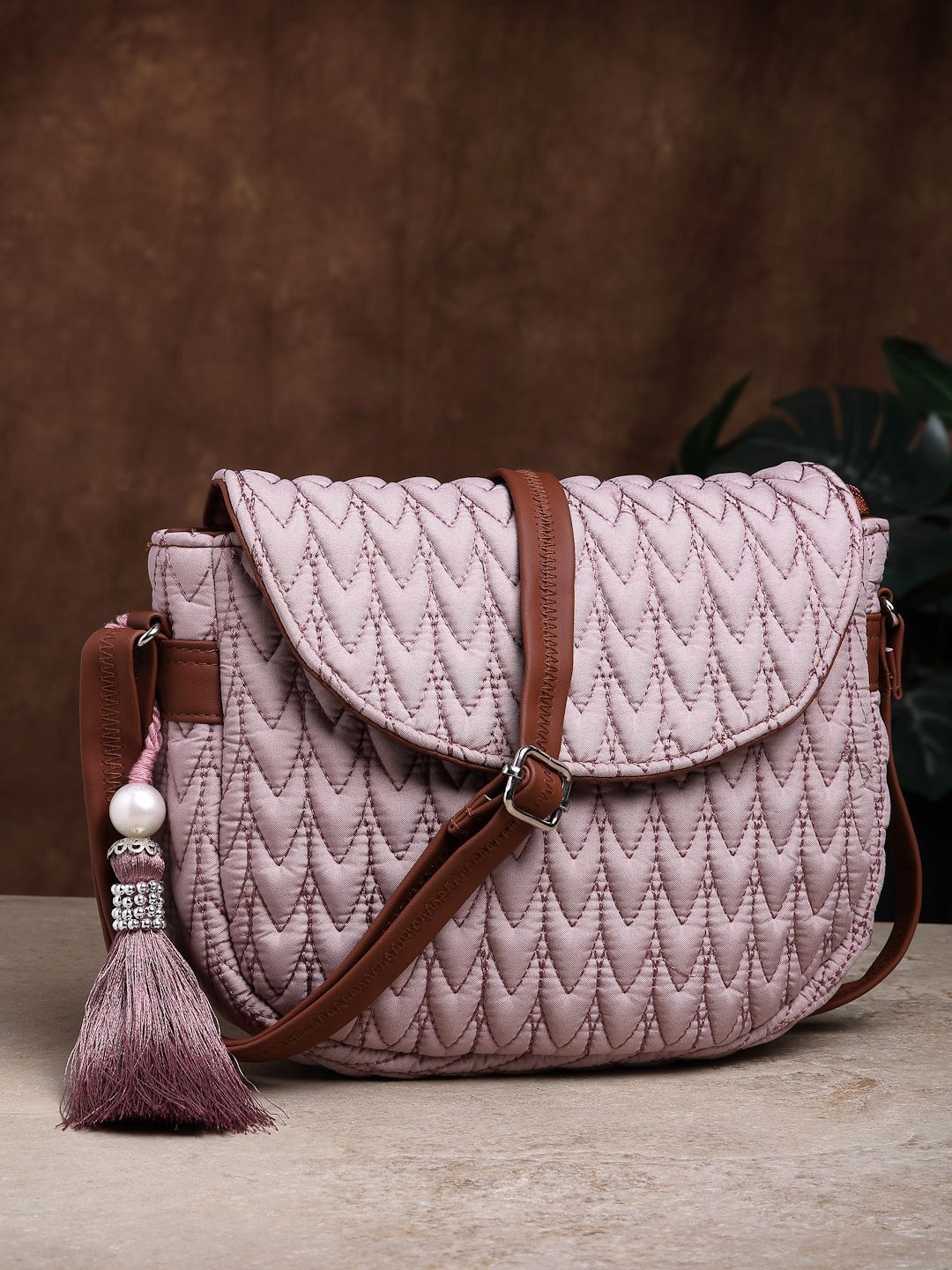 Anekaant Textured Crossbody Sling Bag with Quilted-picture-21