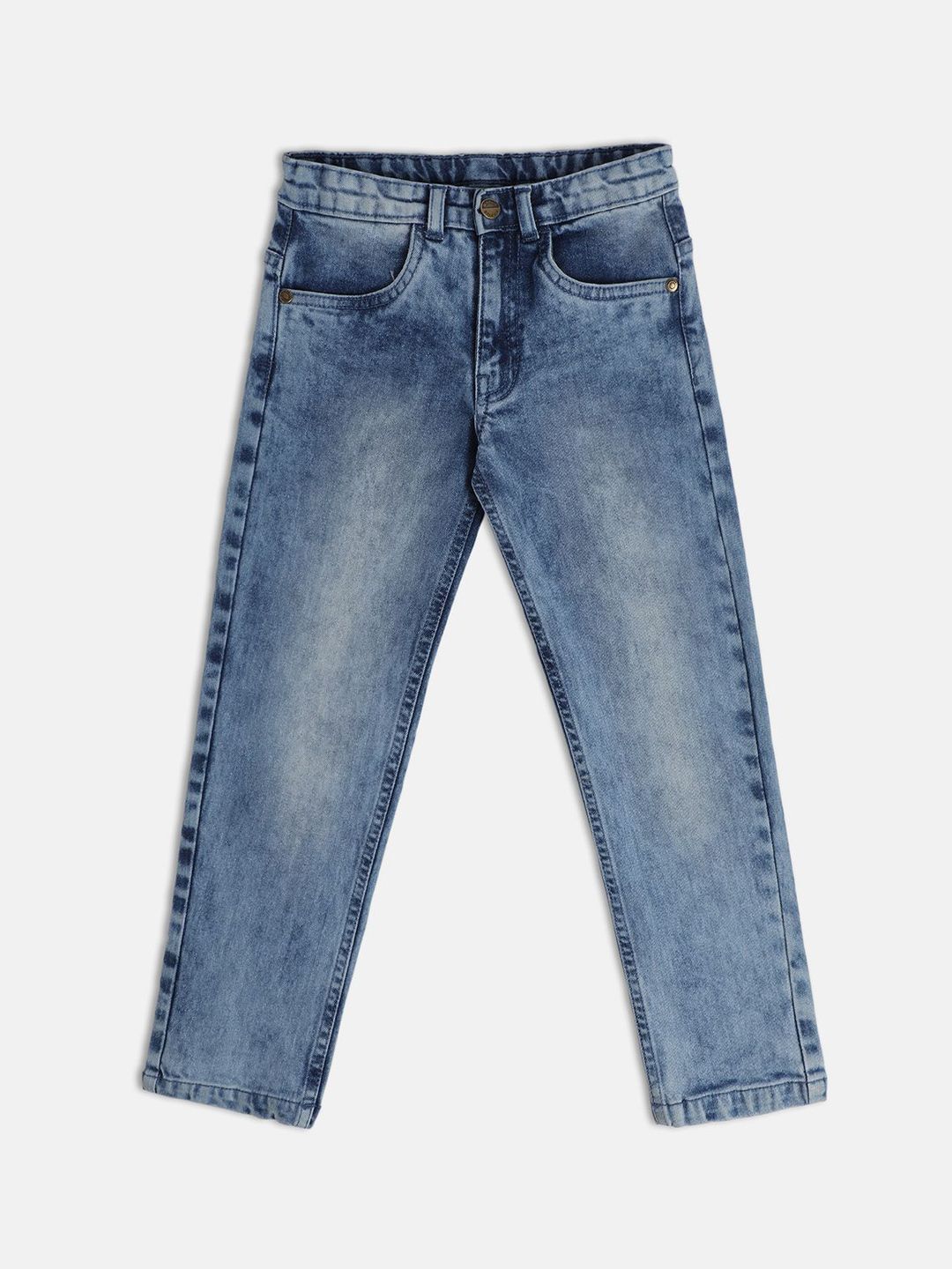 MINI KLUB Boys Denim Regular Fit Clean Look Mid-Rise Heavy Fade Jeans