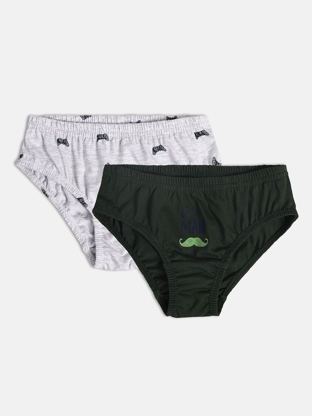 MINI KLUB Boys Pack Of 2 Printed Cotton Basic Green Briefs 26KBBF620-picture-30