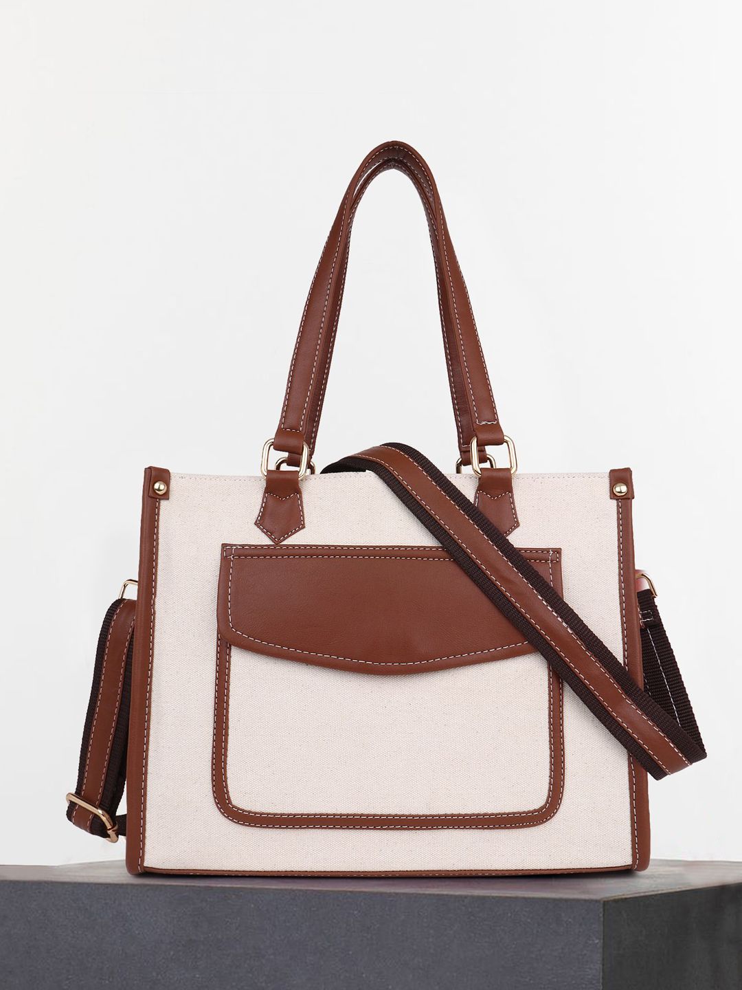 Womanix Colourblocked Structured Handheld Bag with Tasselled-picture-38