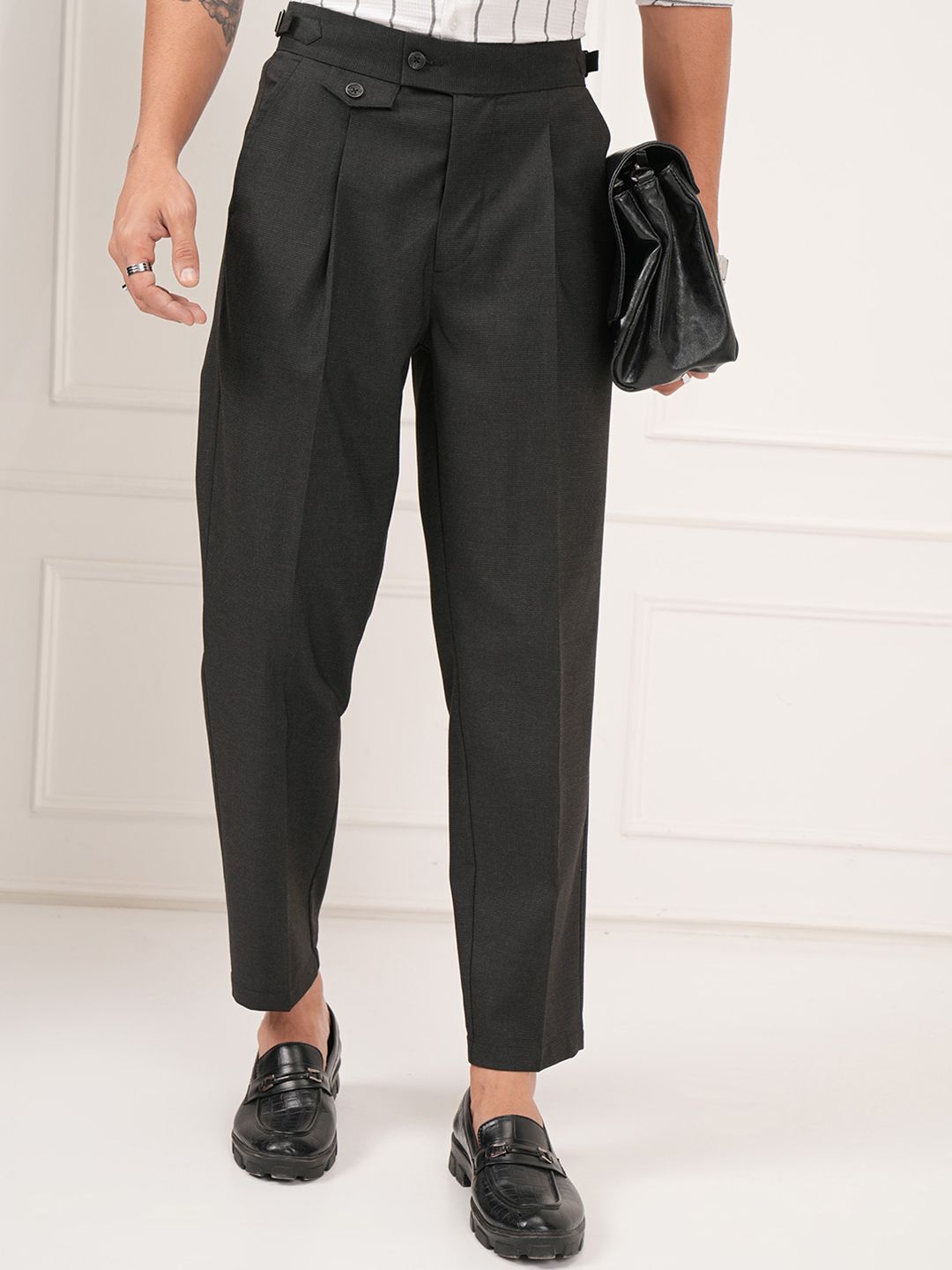 HIGHLANDER Men Slim Fit Pleated Formal Trousers-picture-30