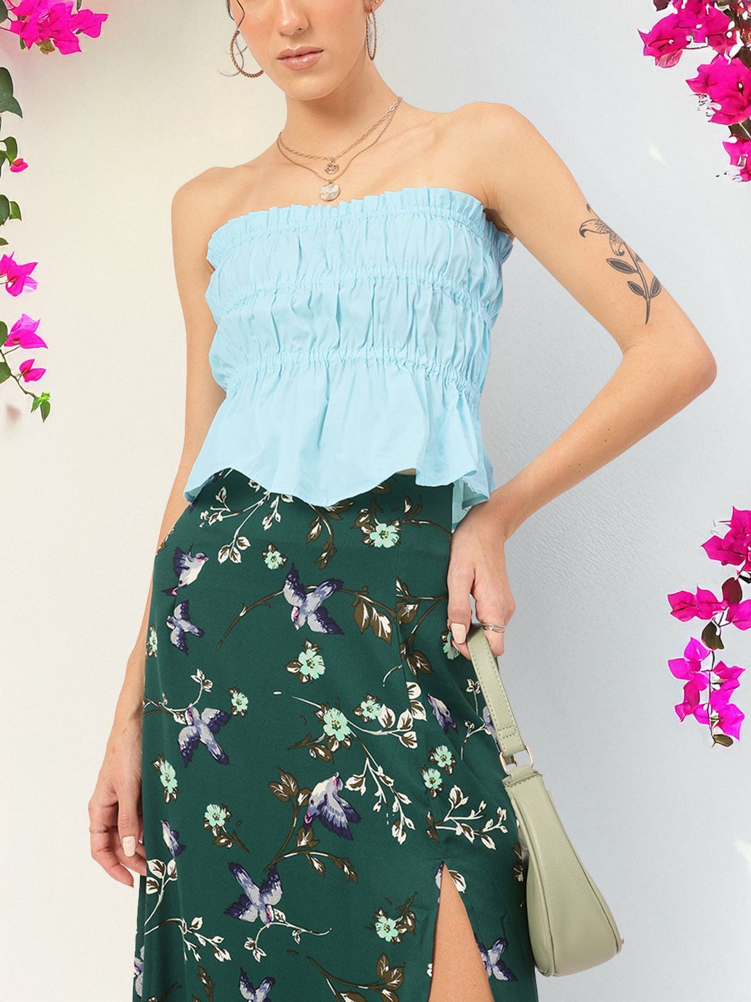 DressBerry Smocked Off-Shoulder Bandeau Top-picture-14