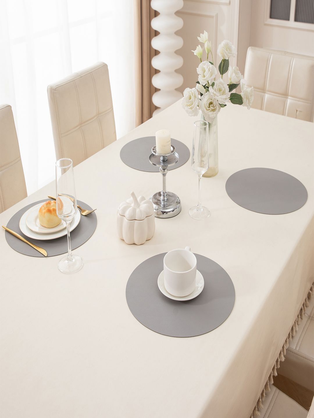 HOKIPO Grey 6 Pieces Heat Resistant Dinner Table Mats-picture-36