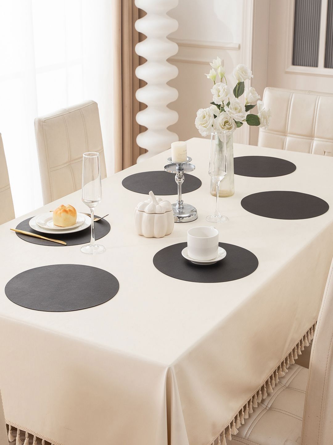 HOKIPO Black 6 Pieces Waterproof & Heat Resistant Dinner Table Placemats-picture-13