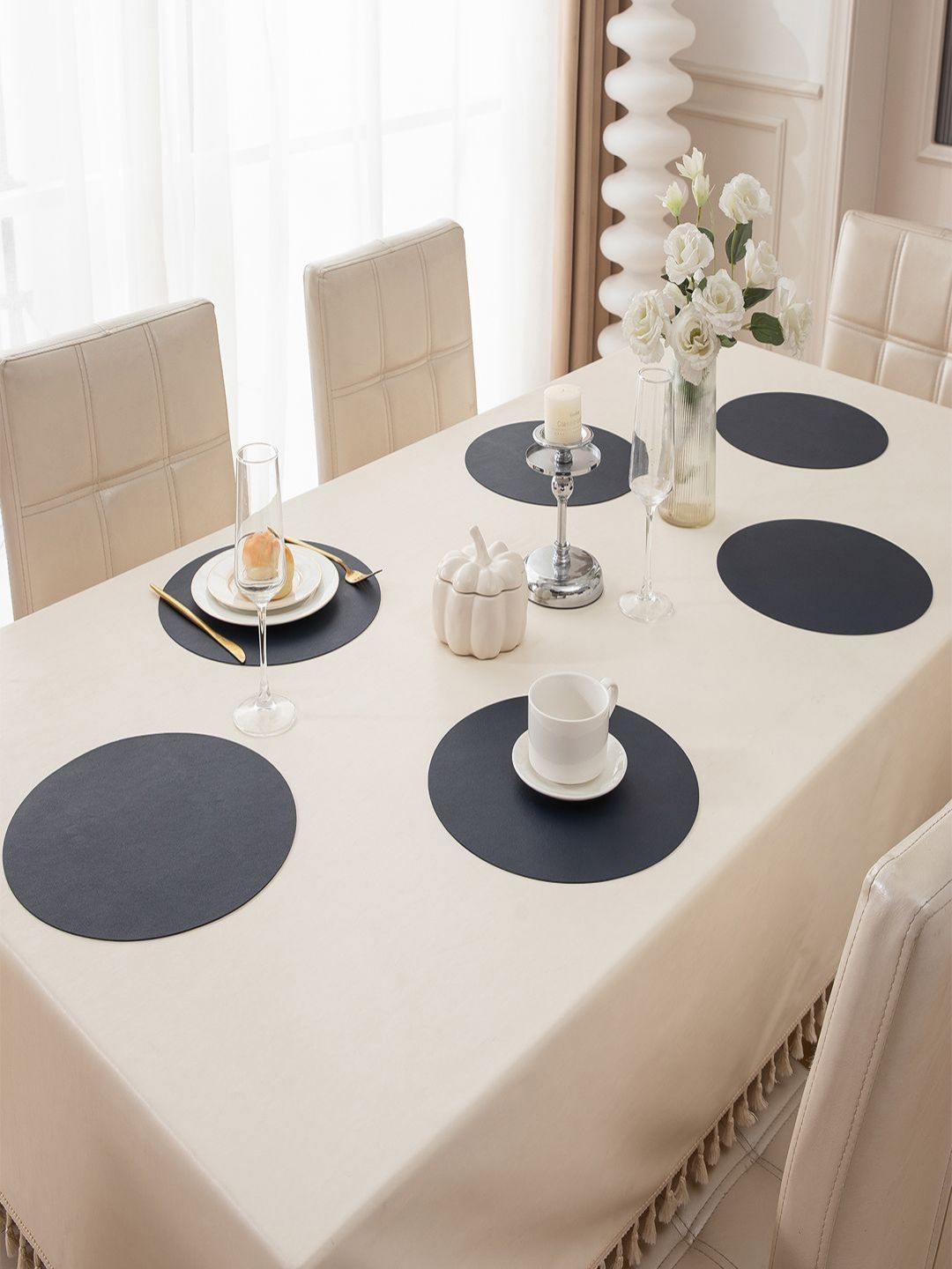 HOKIPO Navy Blue 6 Pieces Heat Resistant & Waterproof Table Placemats-picture-25