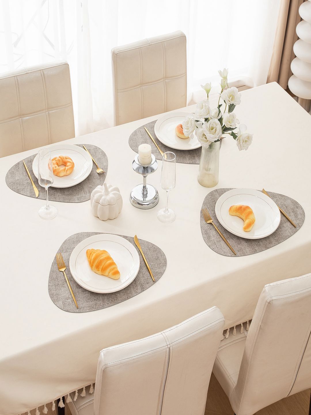 HOKIPO Grey 4 Pieces Heat Resistant & Non Slip Table Placemats-picture-19