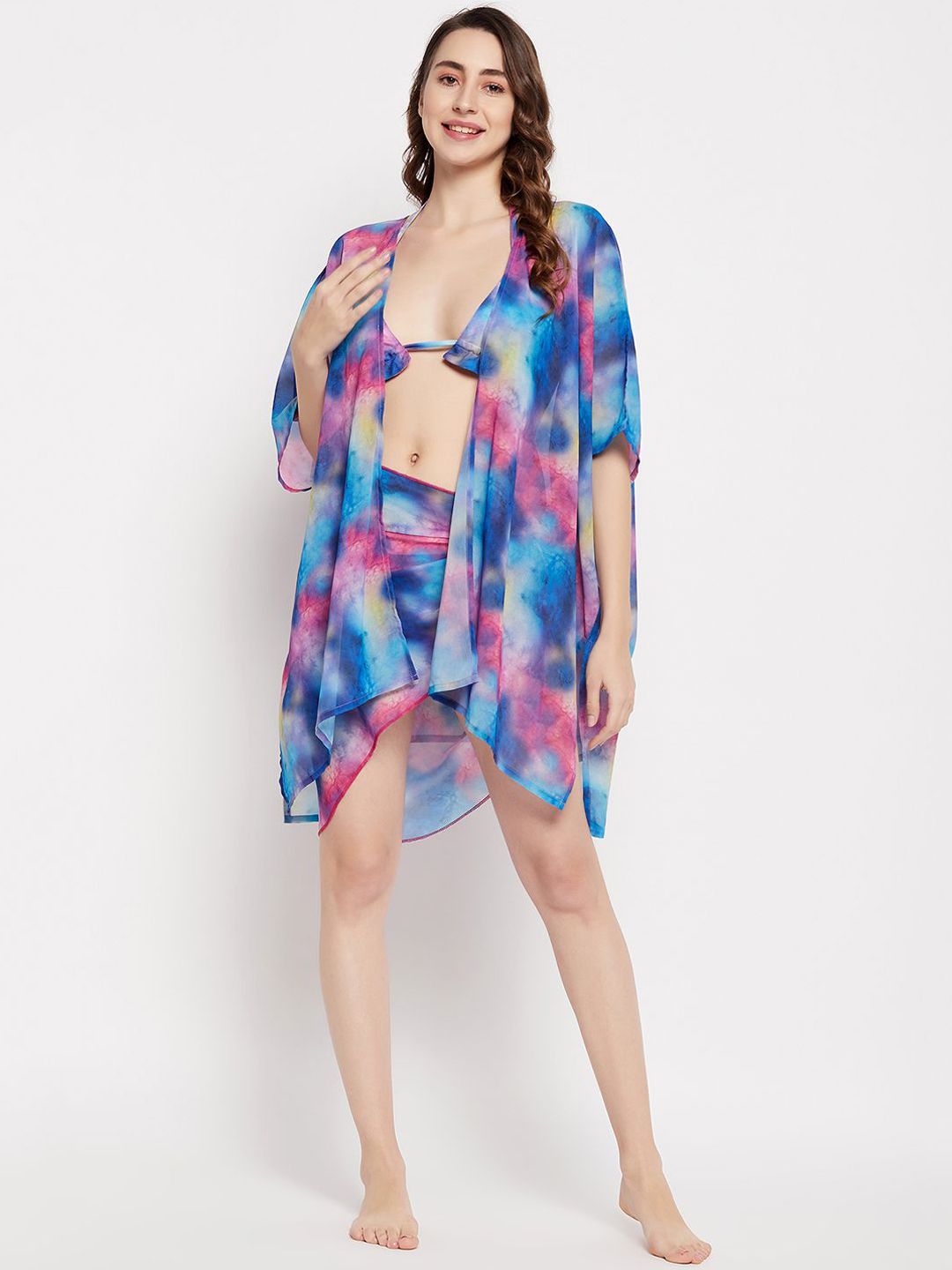 SECRETS BY ZEROKAATA Printed Halter Neck Bikini Set With Sarong & Cover-Up-picture-14