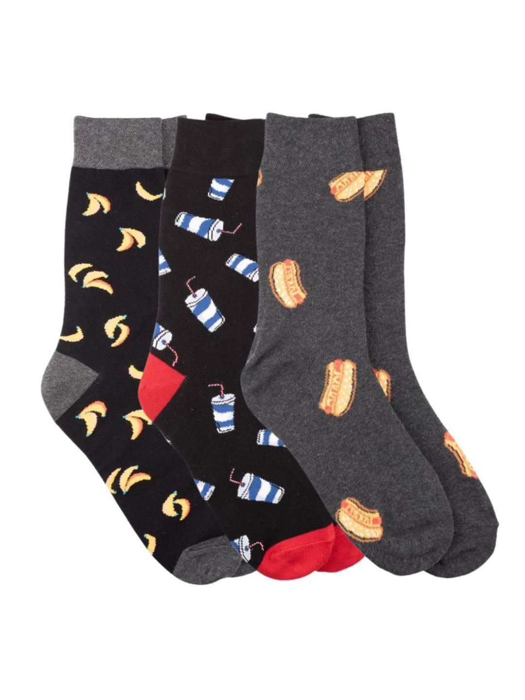 The Tie Hub Pack Of 3 Patterned Calf Length Socks-image-29