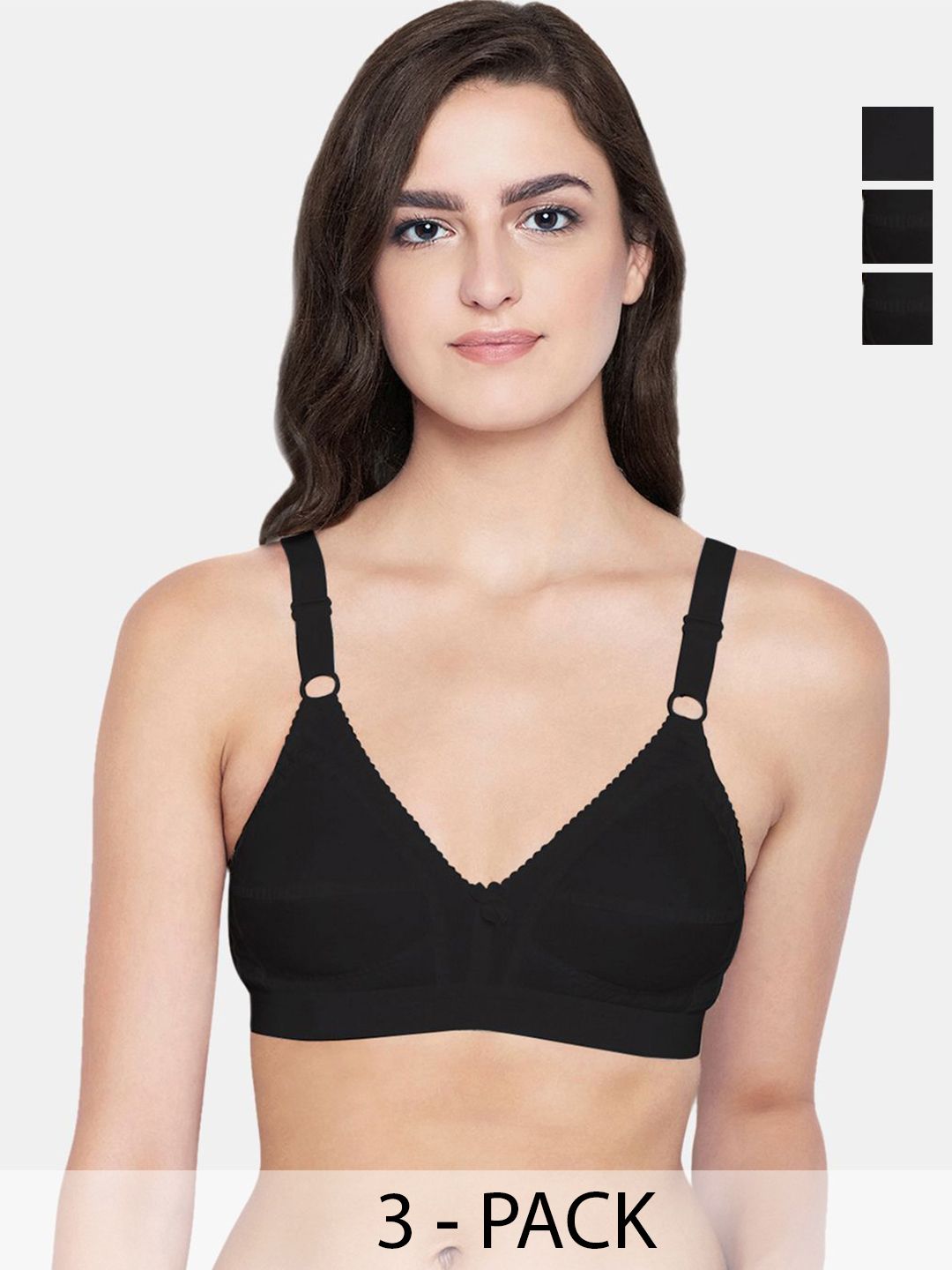 Bodycare Pack of 3 Cotton Non Padded Non wired Regular Bra-picture-19