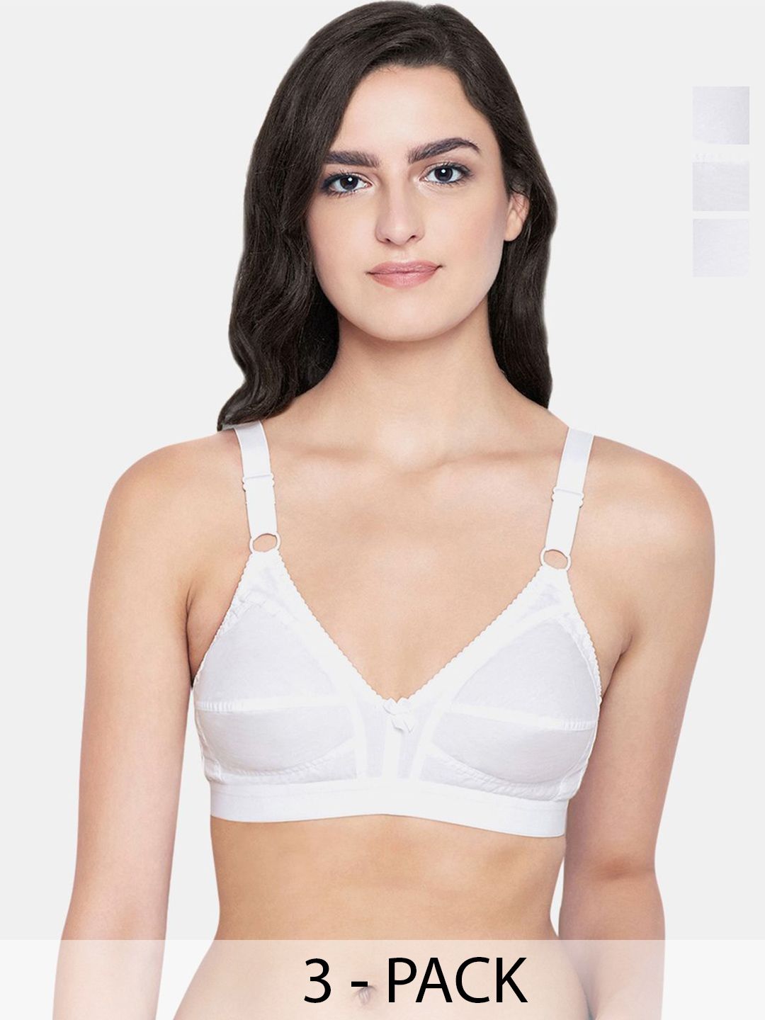 Bodycare Pack Of 3 Full Coverage Cut and Sew Anti Bacterial Cotton Non Padded Bra-picture-24