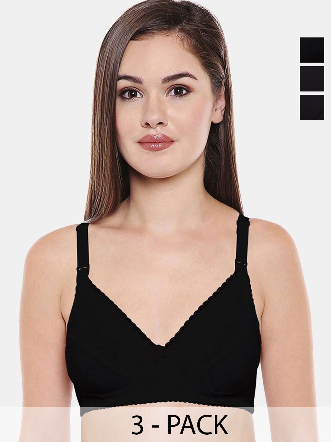 Bodycare Pack of 3 Full Coverage Non Padded Non wired Seamless cup Bra FK-1523BBB-32B-picture-17