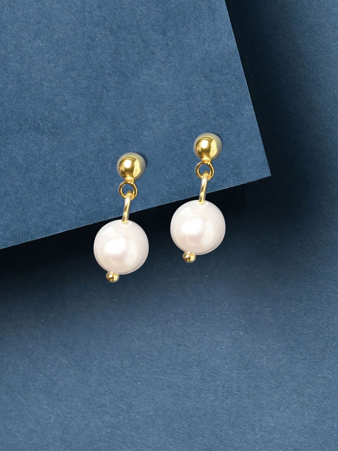 Accessorize Gold Plated Pearl-Beaded Contemporary Drop Earrings-picture-35