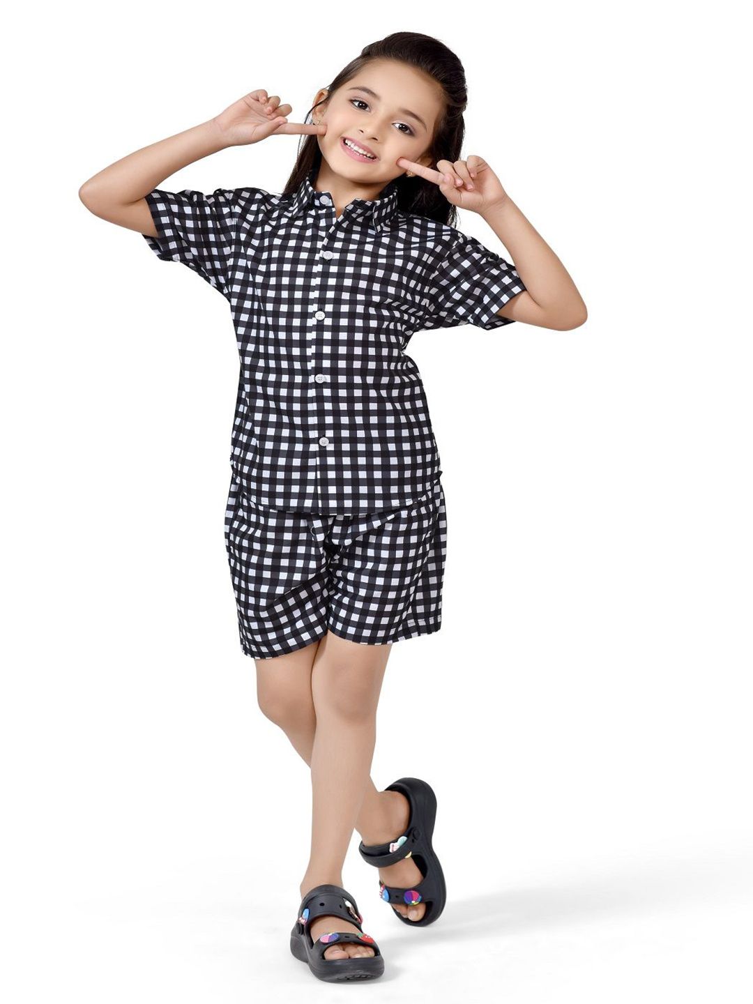 BAESD Girls Checked Pure Cotton Shirt with Shorts-picture-36