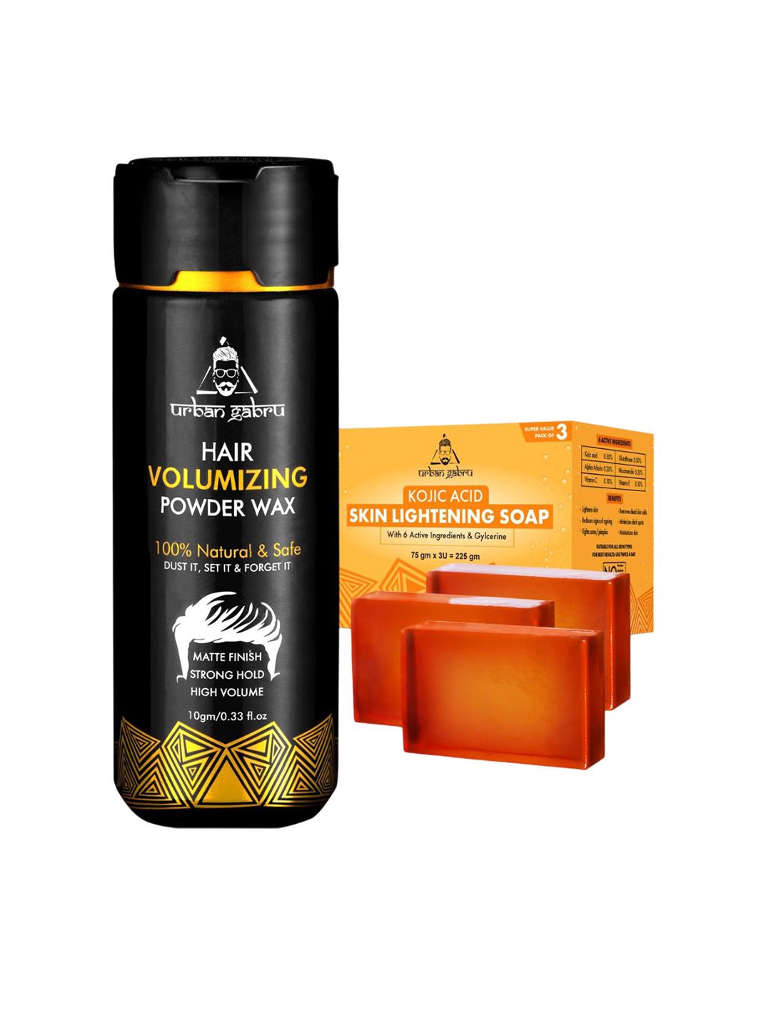 URBANGABRU Set of Hair Volumizing Powder Wax - 10 g & 3 Kojic Acid Soap - 75 g each-picture-2