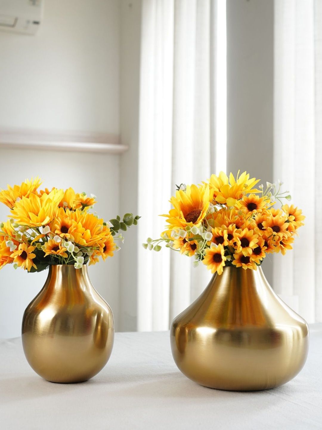 BEHOMA Glossy Golden Metal Bud Shape Small & Large Flower Vase-image-40