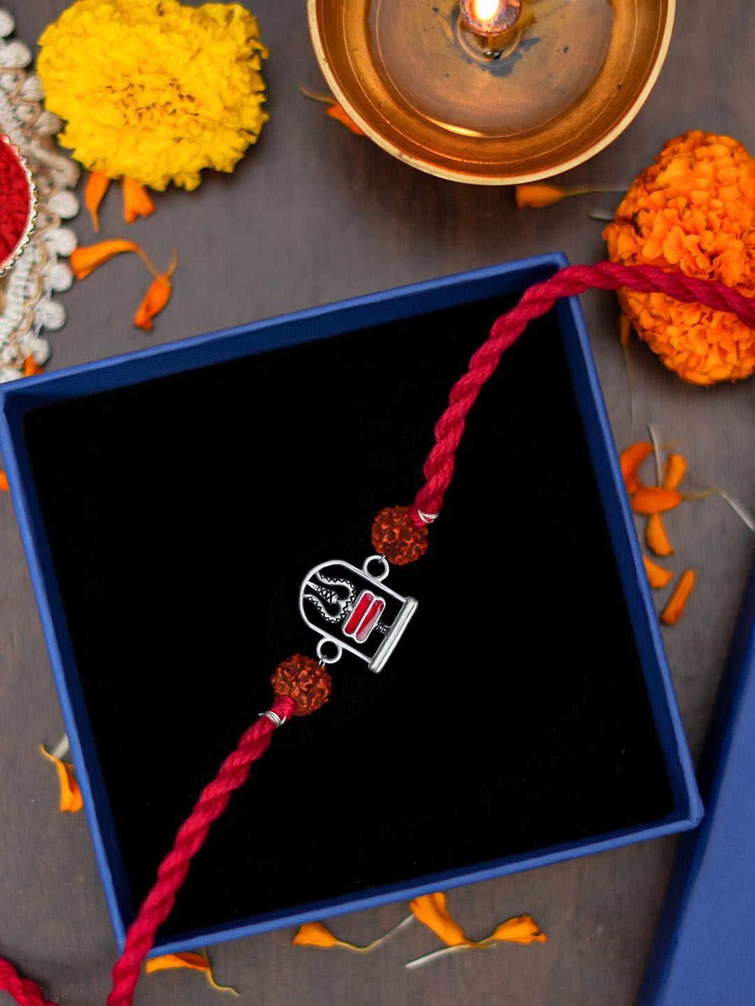 Meenakari Heritage Jewellery 92.5 Sterling Silver Rakhi With Roli Chawal & Card-picture-54