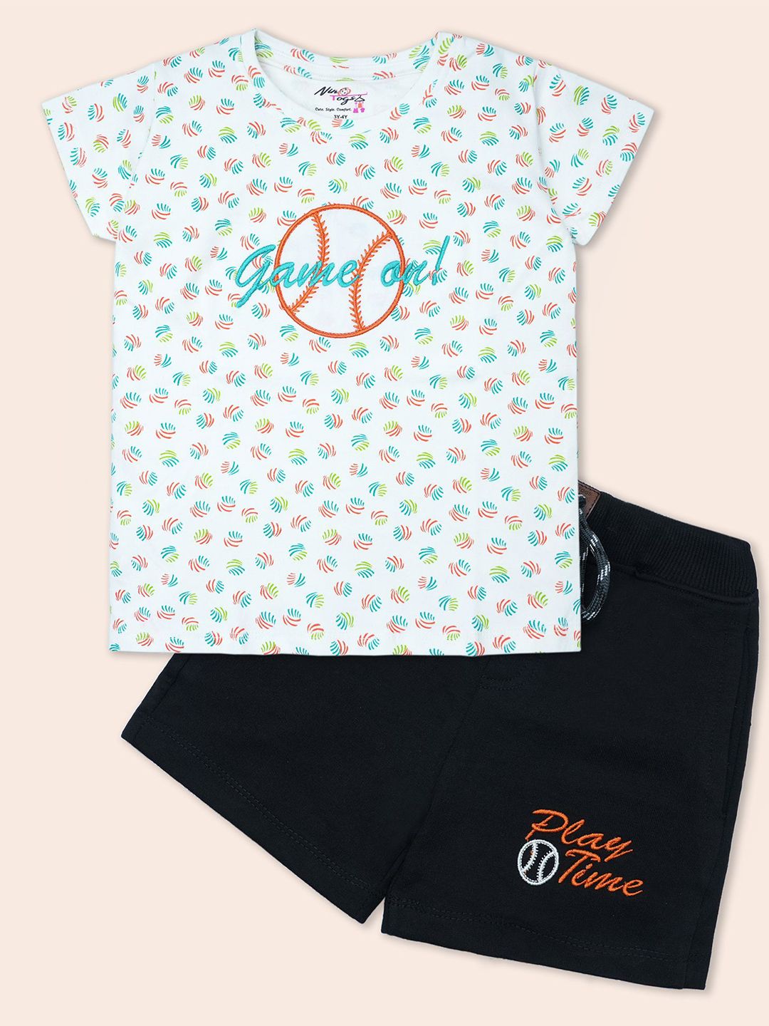 Nino Togs Boys Printed Round Neck Short Sleeves T-shirt With Shorts-picture-40