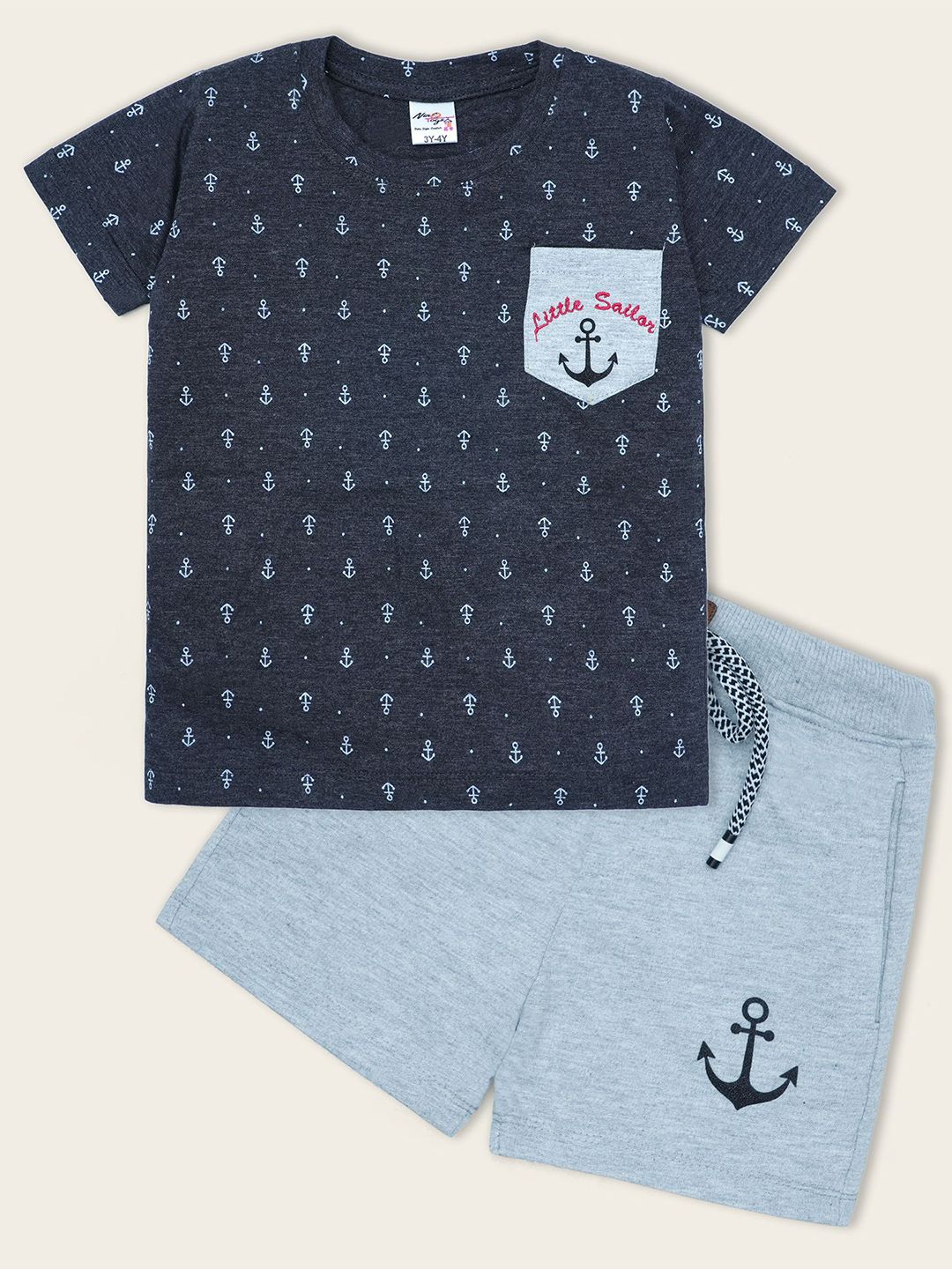 Nino Togs Boys Printed Round Neck Short Sleeves T-shirt With Shorts-picture-37