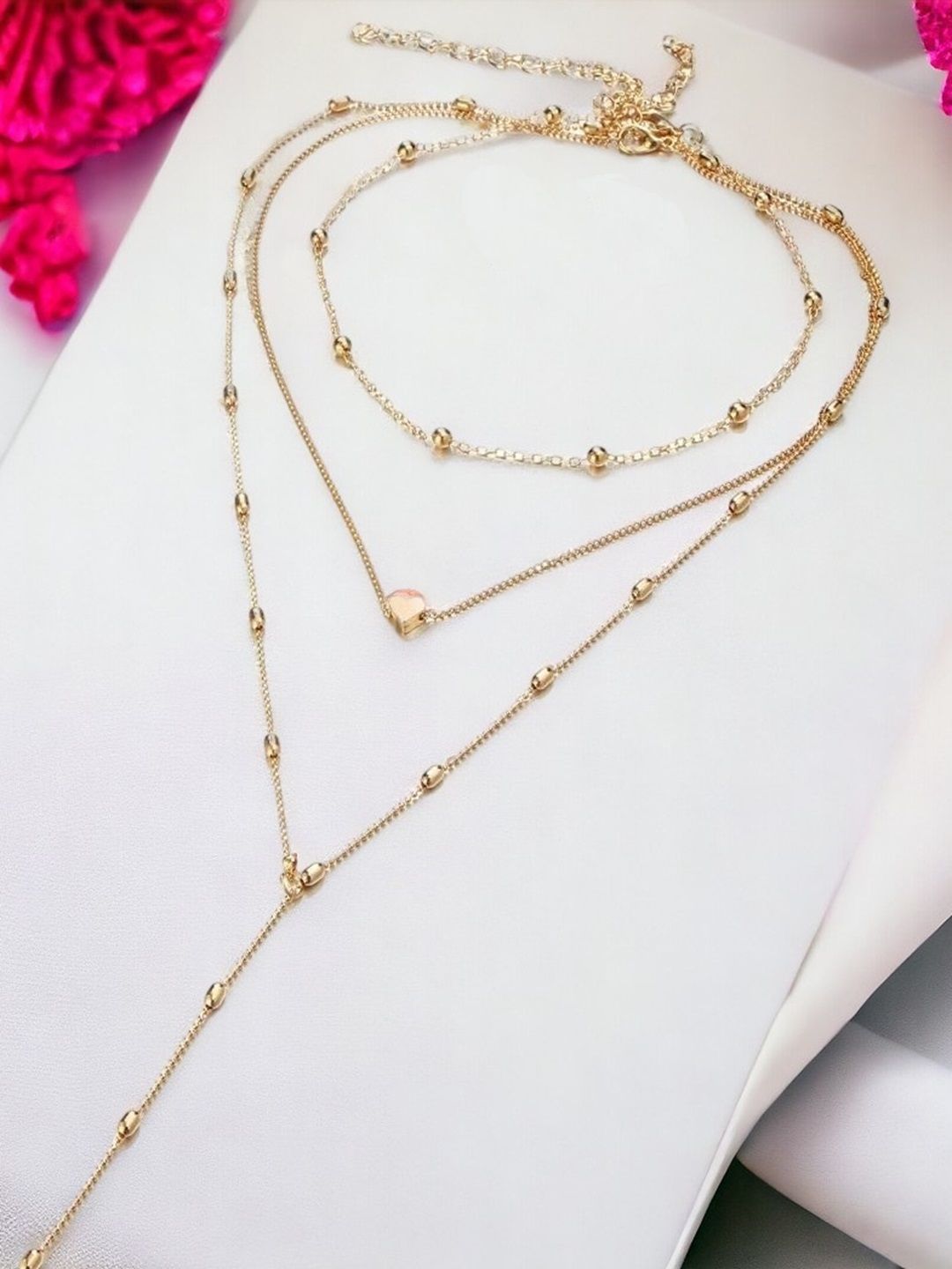 fabula Set Of 3 Gold-Plated Heart Shape Multi Layered Necklace-picture-18