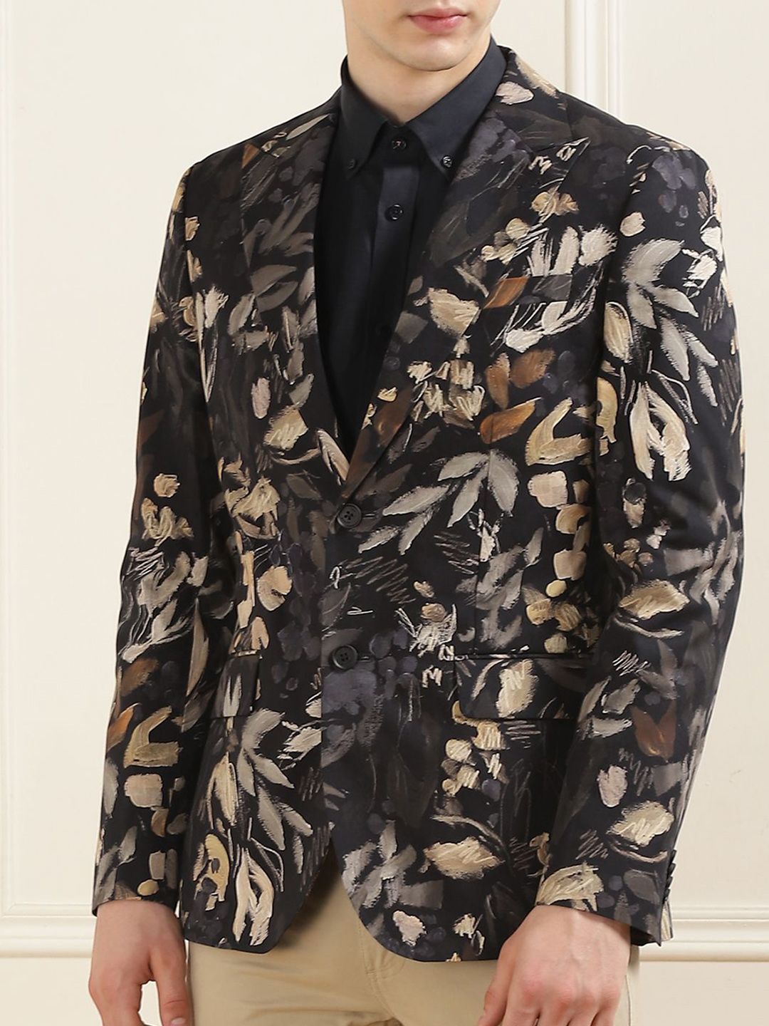Ted Baker Floral Printed Peaked Lapel Collar Cotton Single Breasted Casual Blazer-picture-44