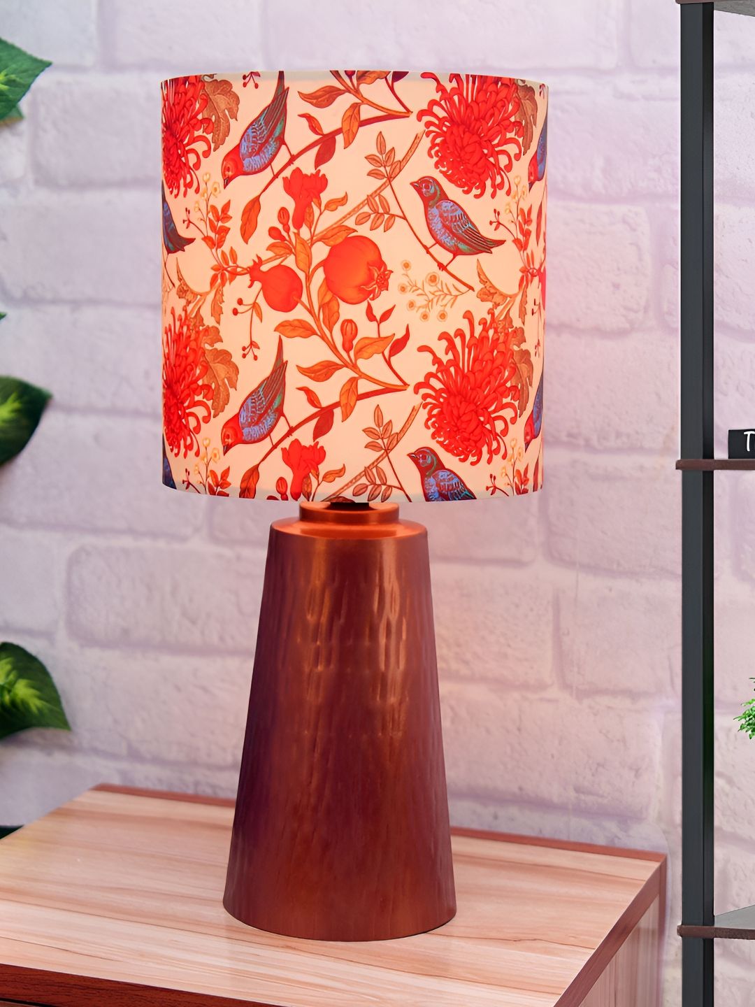 Homesake Copper-Toned Printed Metal Cylindrical Shaped Table Lamp with Bulb-image-27