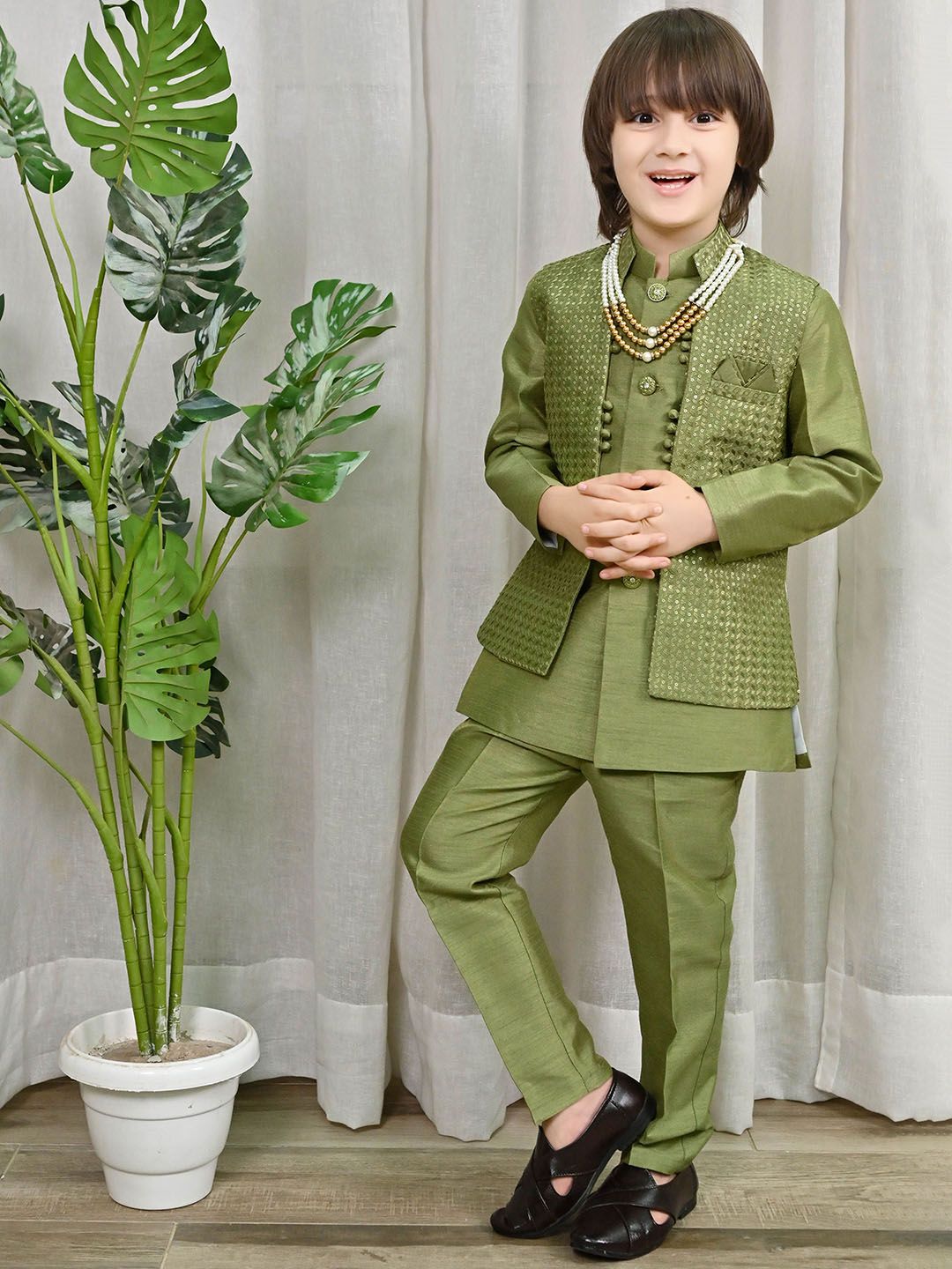 ahhaaaa Boys Embroidered Sherwani Set-image-31