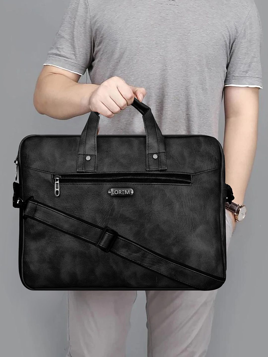 LOREM Unisex Textured Laptop Bag-picture-23