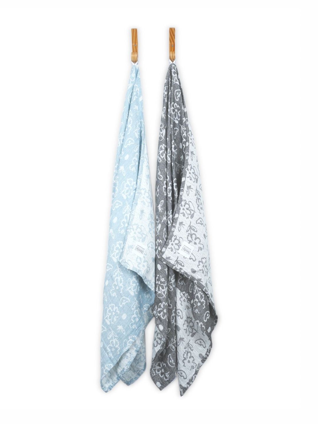 Doctor Towels Blue & Charcoal 2 Pieces Printed Banana Jacquard 300 GSM Bath Towel-picture-21