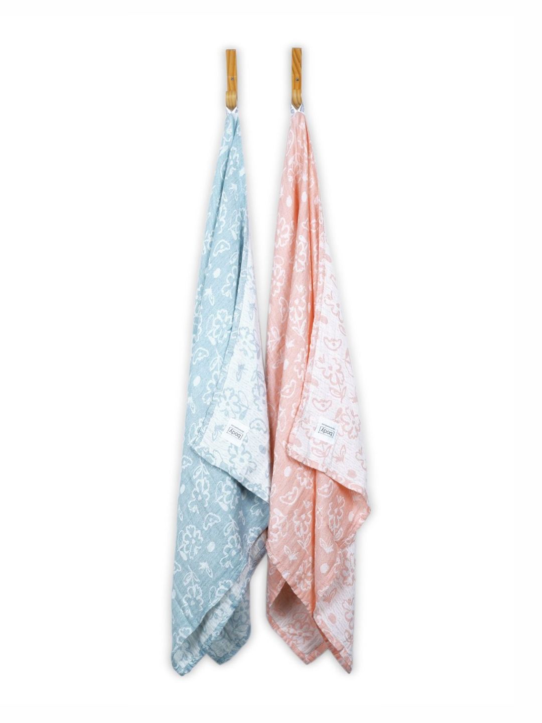 Doctor Towels Blue & Coral 2 Pieces 300 GSM Banana Jacquard Bath Towels-picture-24