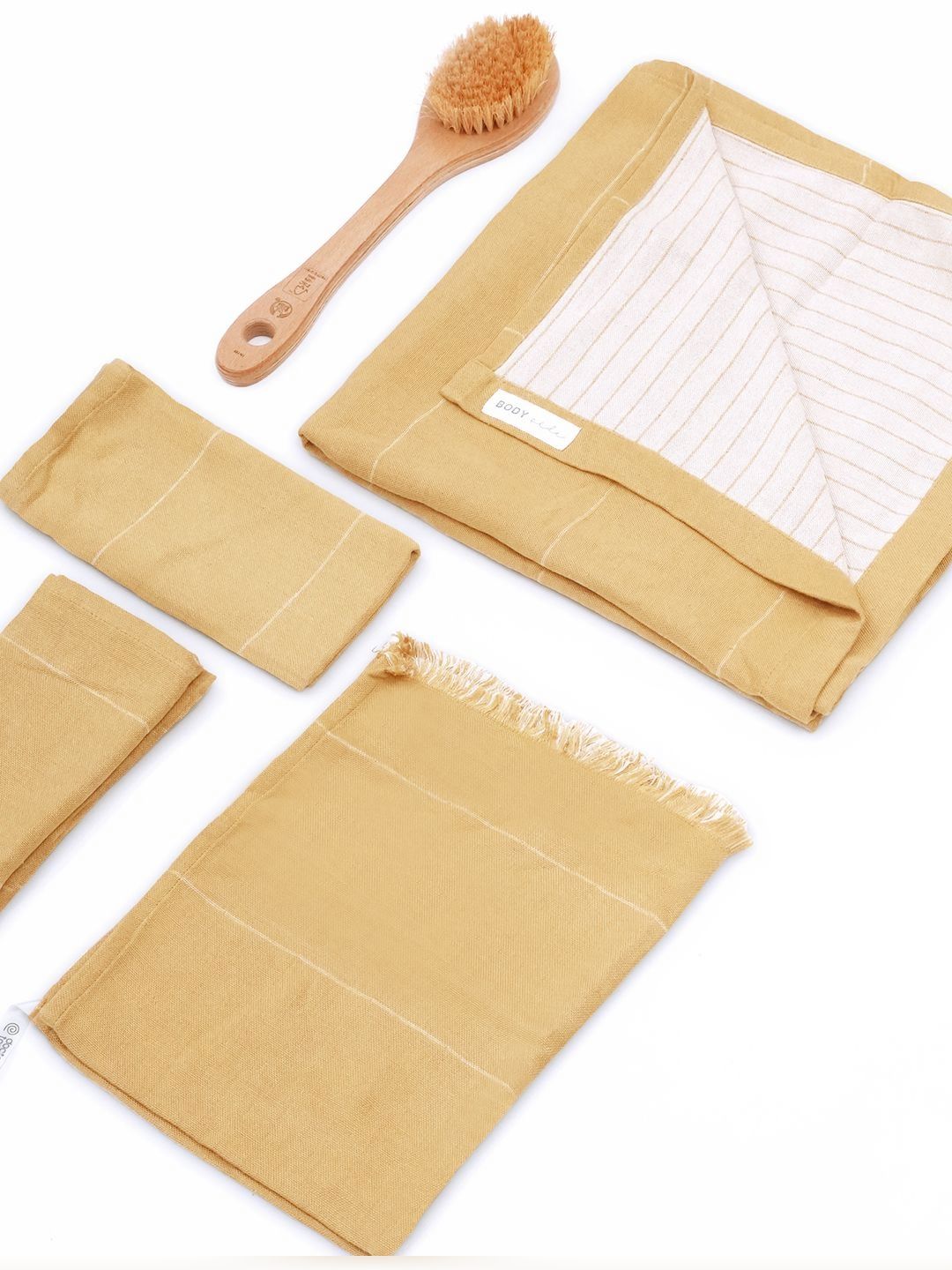 Doctor Towels Gold-Toned & White 4 Pieces Striped Aloevera350 GSM Towel Set-picture-28