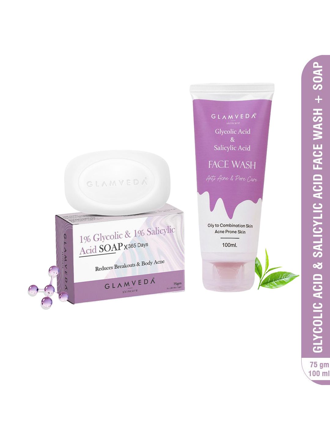GLAMVEDA Glycolic & Salicylic Anti-Acne Face Wash & Soap Combo-100ml + 75gm-picture-40