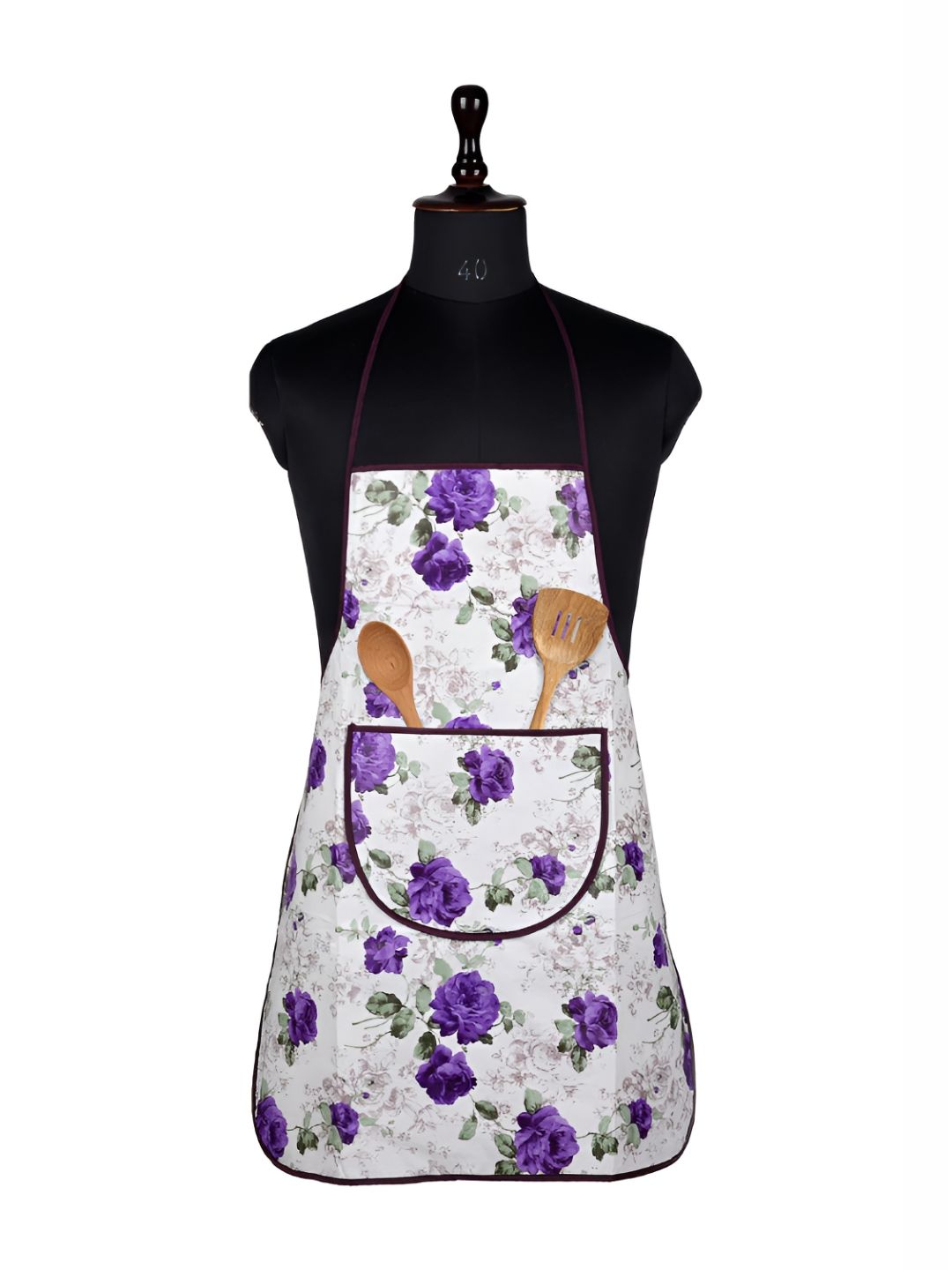 Kuber Industries White & Purple  Printed Kitchen Apron-picture-39