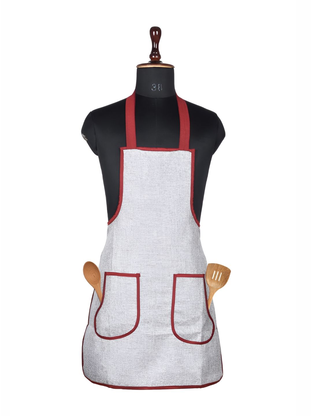 Kuber Industries Grey & Red Kitchen Apron-picture-35