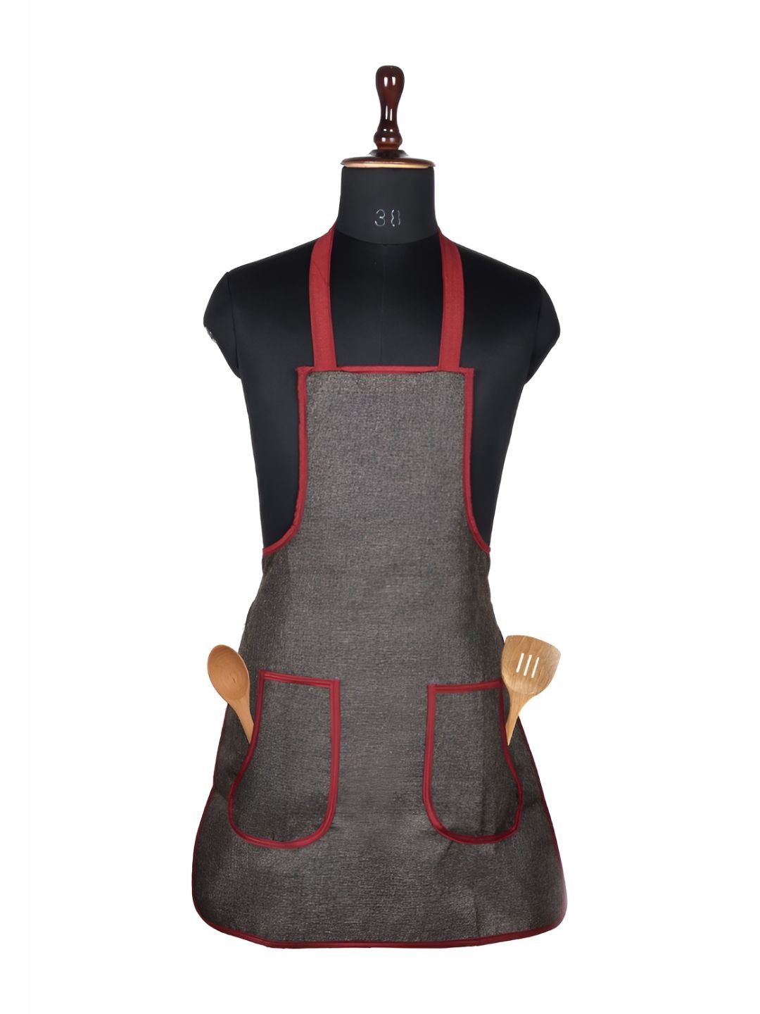 Kuber Industries Dark-Brown & Red  Kitchen Apron-picture-41