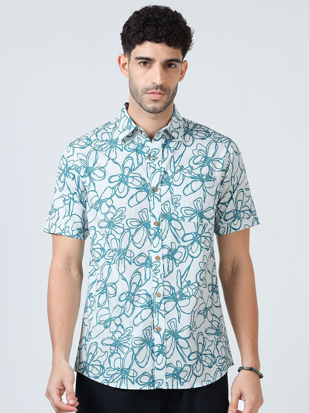 THE FORMAL CLUB Men Modern Floral Opaque Printed Casual Shirt-picture-28