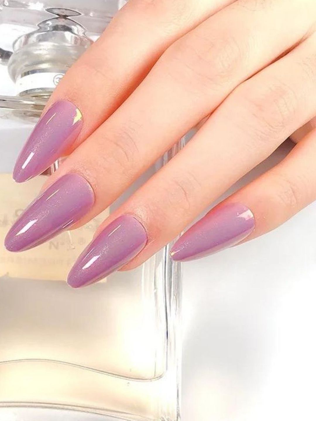 Sanfe 24-Pcs Trendi Tips Instant Stick On Nails - Violet Chrome-image-8