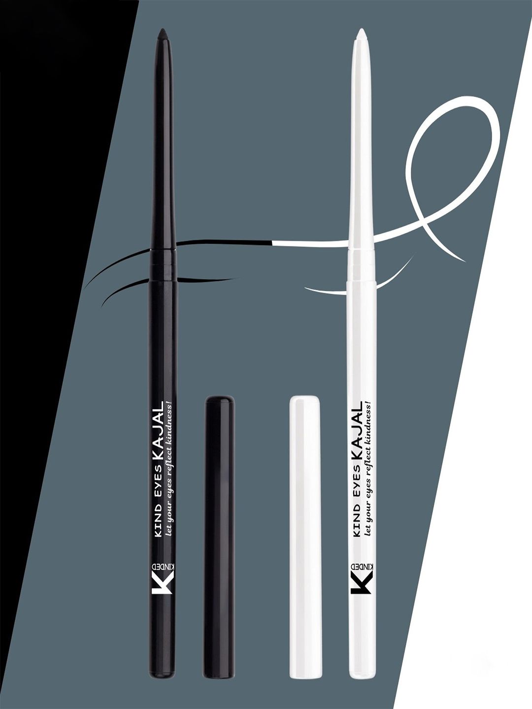KINDED Set of 2 Waterproof Boundless Black & Wishful White Pencil Kajal - 0.35ml each