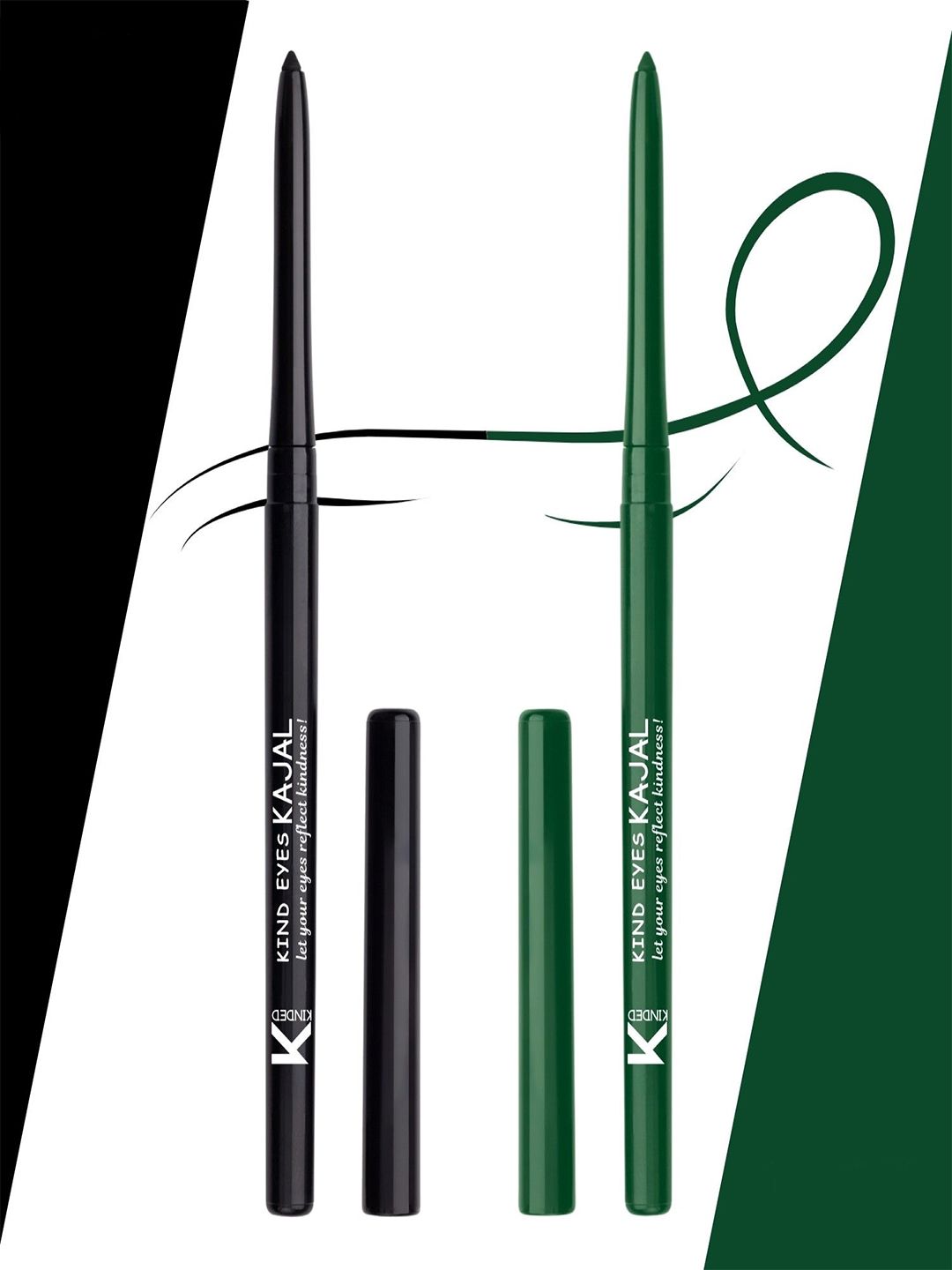 KINDED Kind Eyes Set Of 2 Waterproof Kajal - 0.35g Each- Boundless Black01-Peacock Green04-picture-11