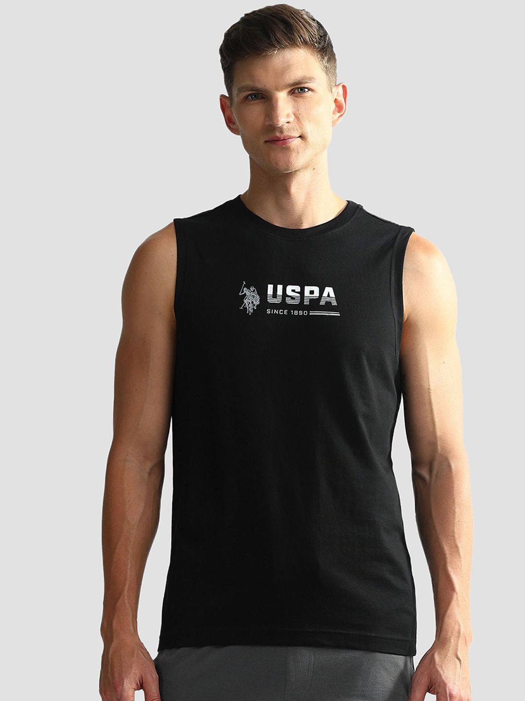 U.S. Polo Assn. Men Round Neck Cotton Sleeveless Basic Innerwear Vests OEV06-002-PL