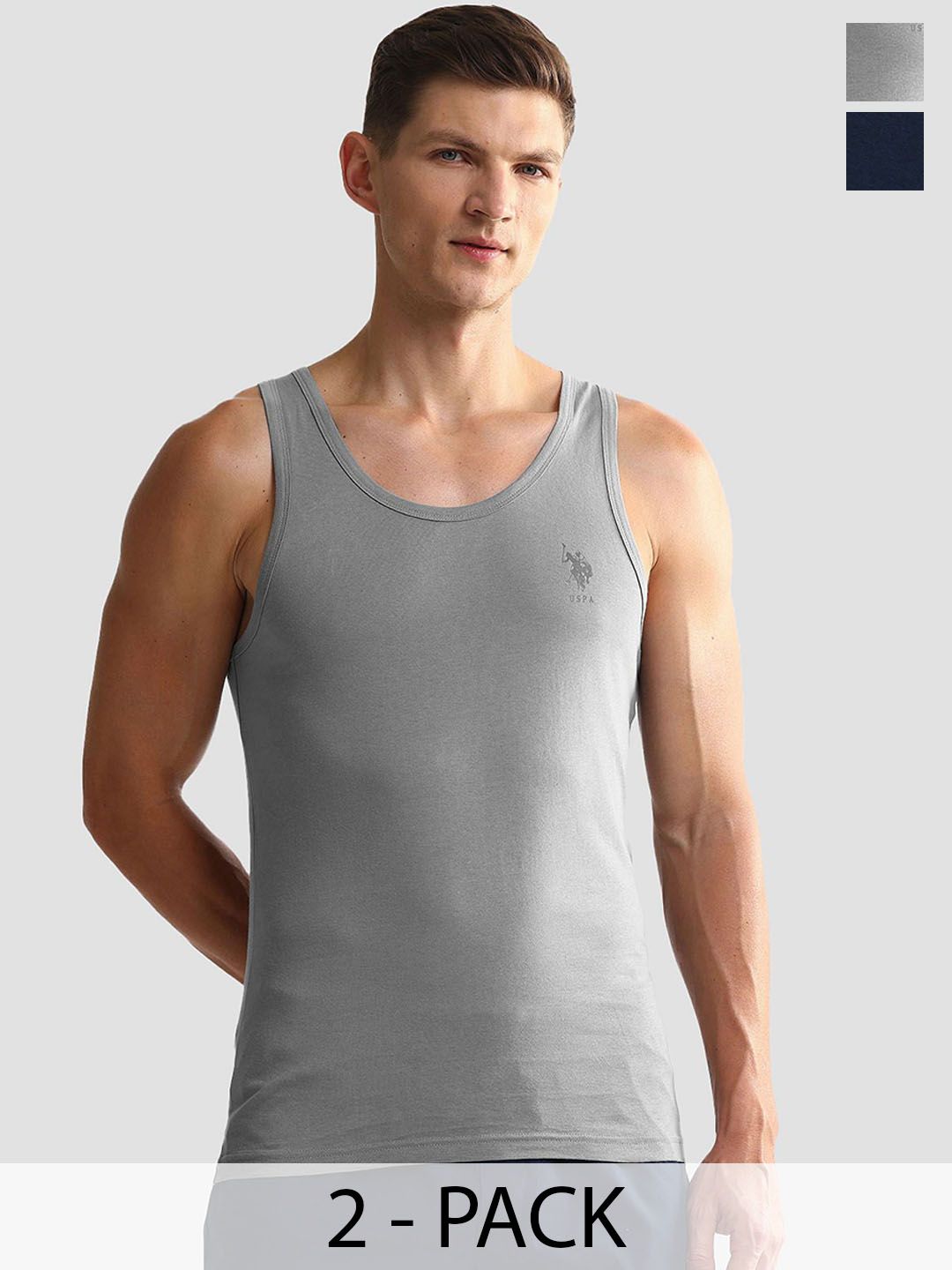 U.S. Polo Assn. Pack Of 2 Men Pure Cotton Gym Vests