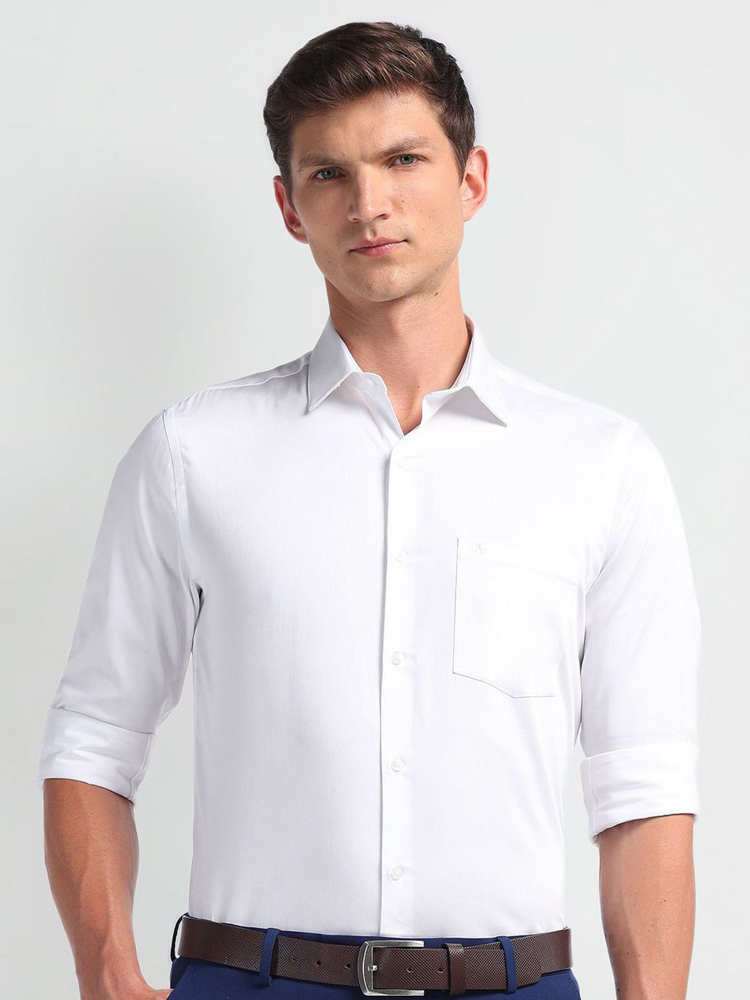 Arrow Men Classic Fit Opaque Solid Pure Cotton Formal Shirt-picture-26