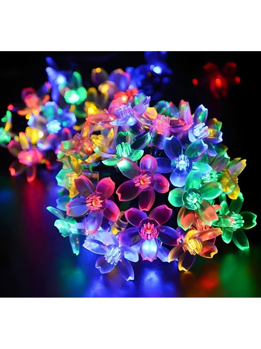 SPARK WORLD Pack of 2 Blue & Green Flower Shape String Lights-picture-7