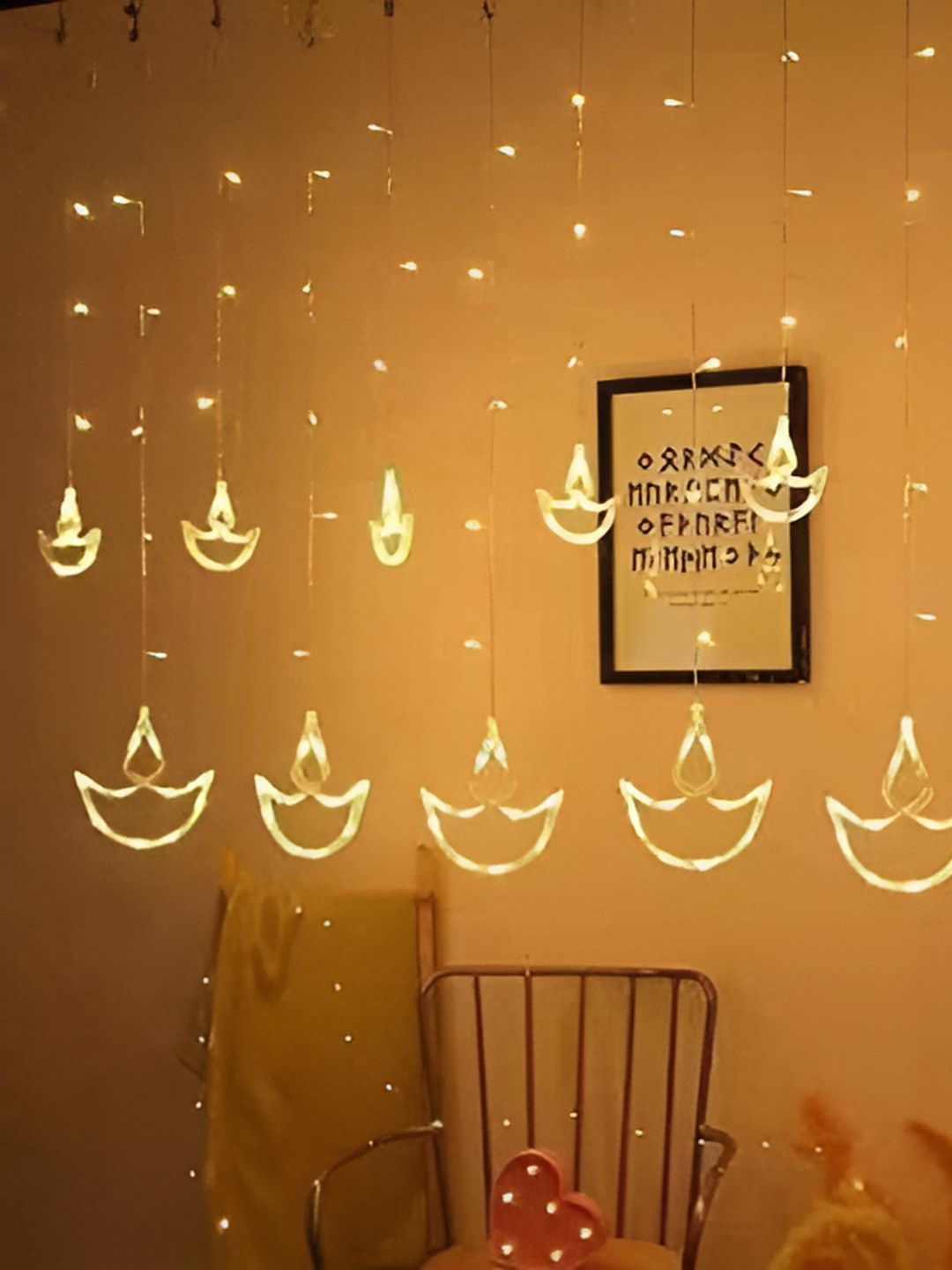 SPARK WORLD Yellow Diya Shaped String Lights-picture-21