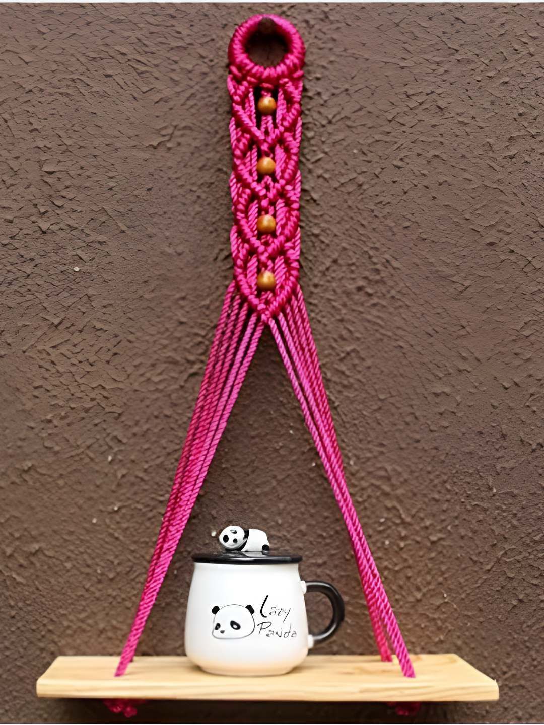 VAH Kya Bat Hai !! Brown & Pink Wooden Hanging Wall Shelves-image-6