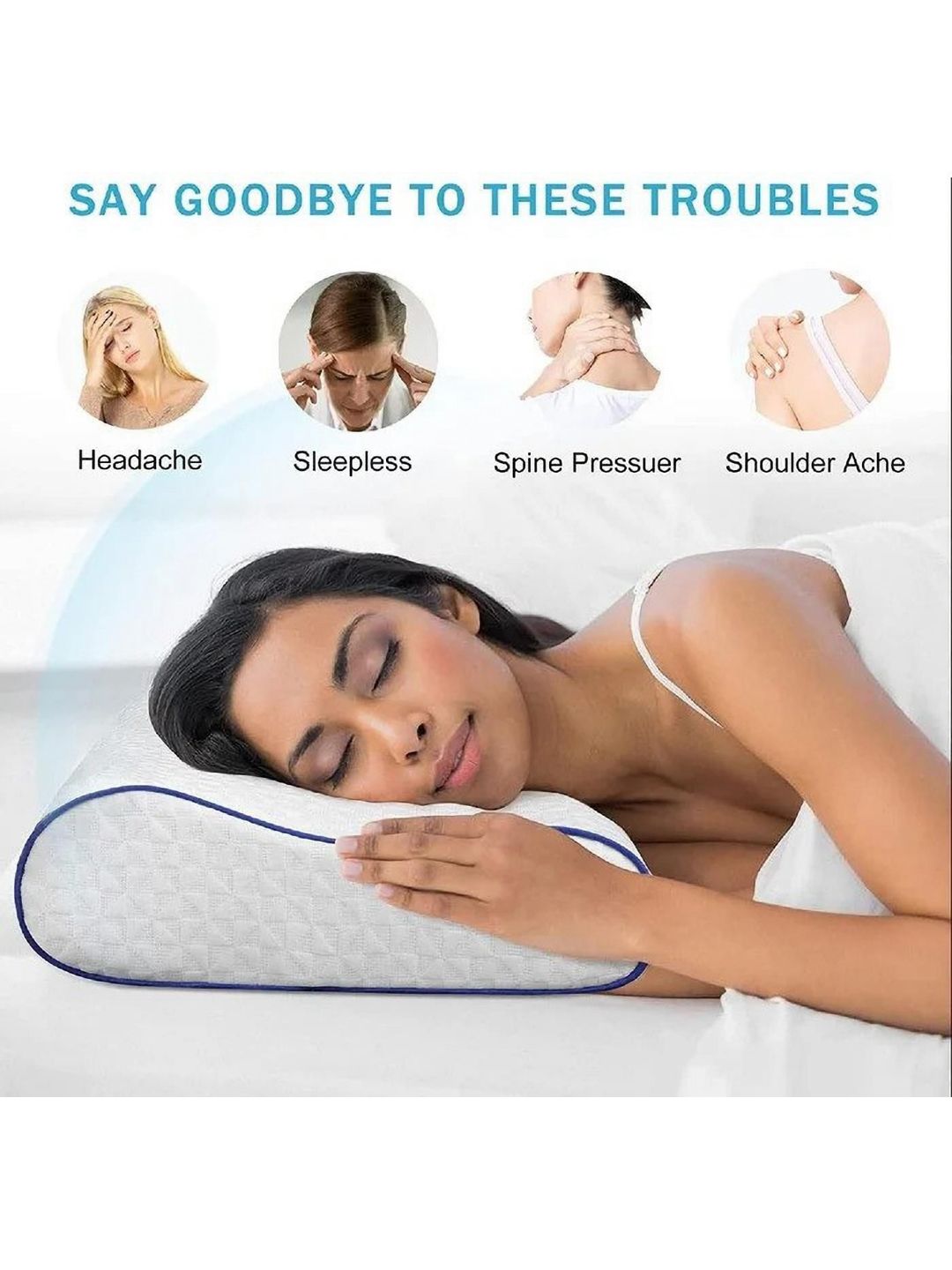 LA VERNE White Memory Foam Filled Polycotton Ultra Soft Sleep Pillow-image-19