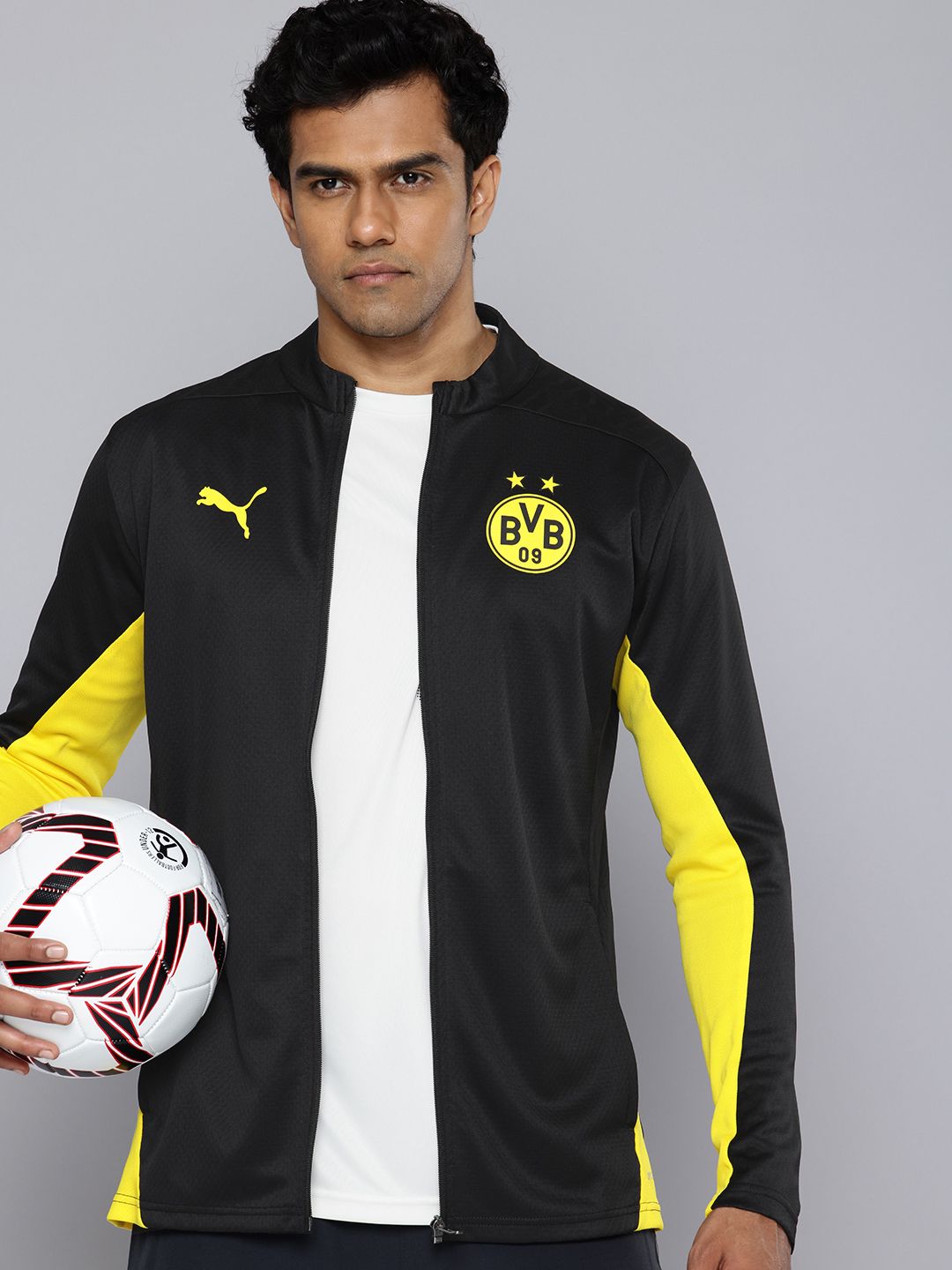 Puma Borussia Dortmund Slim Fit DryCell Colourblocked Football Training Jacket