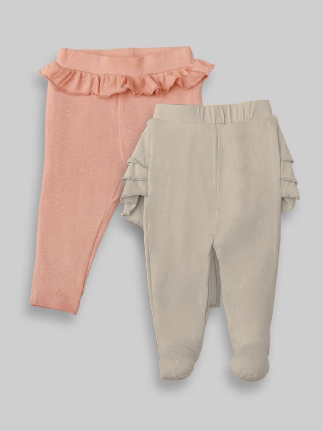 Fancy Fluff Infant Girls Pack Of 2 Pure Cotton Ankle-Length Leggings-picture-11