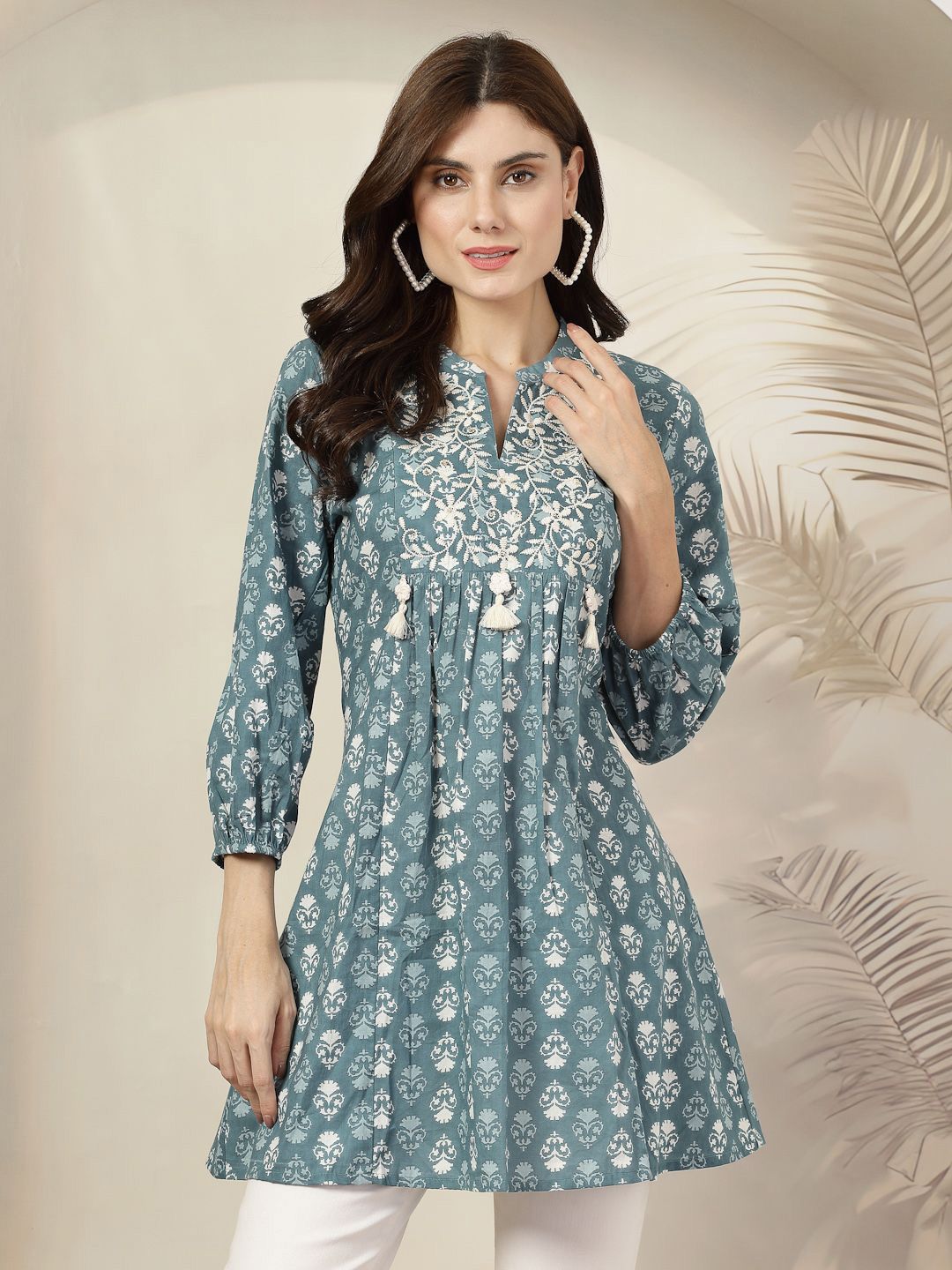 Nayam By Lakshita Mandarin Collar Printed Bohemian Tunic-picture-36