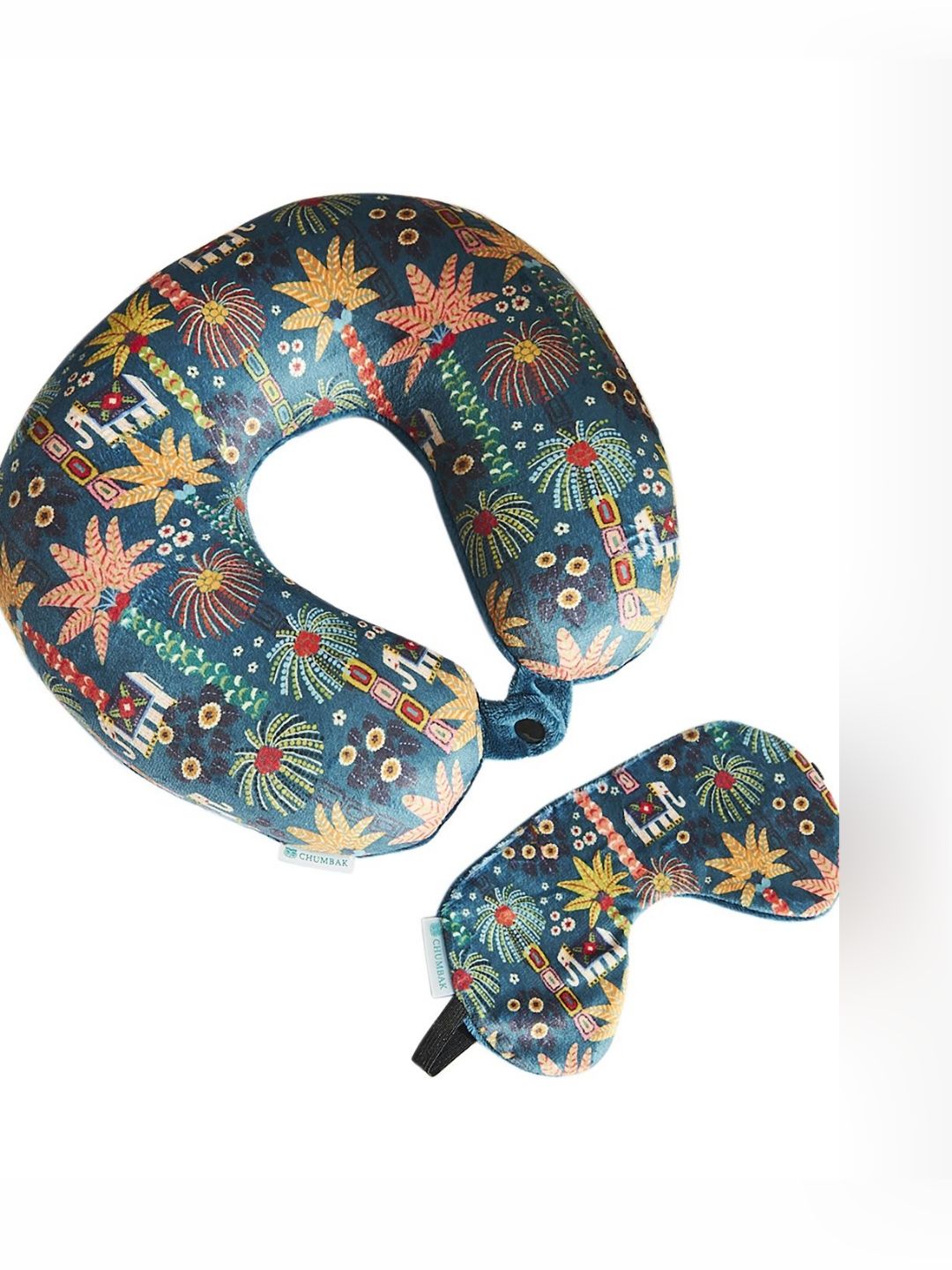 Chumbak Blue Fibre Filled Polyester Travel Pillow-image-20