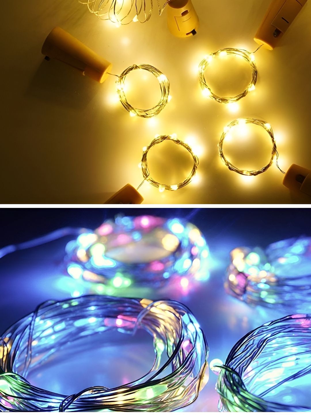 ENORMITY 3 Pcs Yellow & Blue Rice Shape String Lights-picture-22
